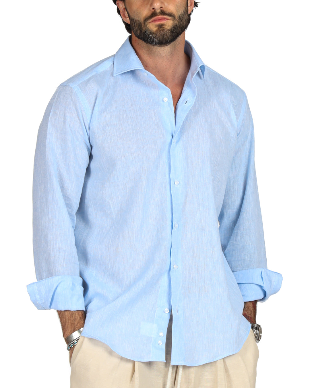 Praiano - Classic light blue linen shirt