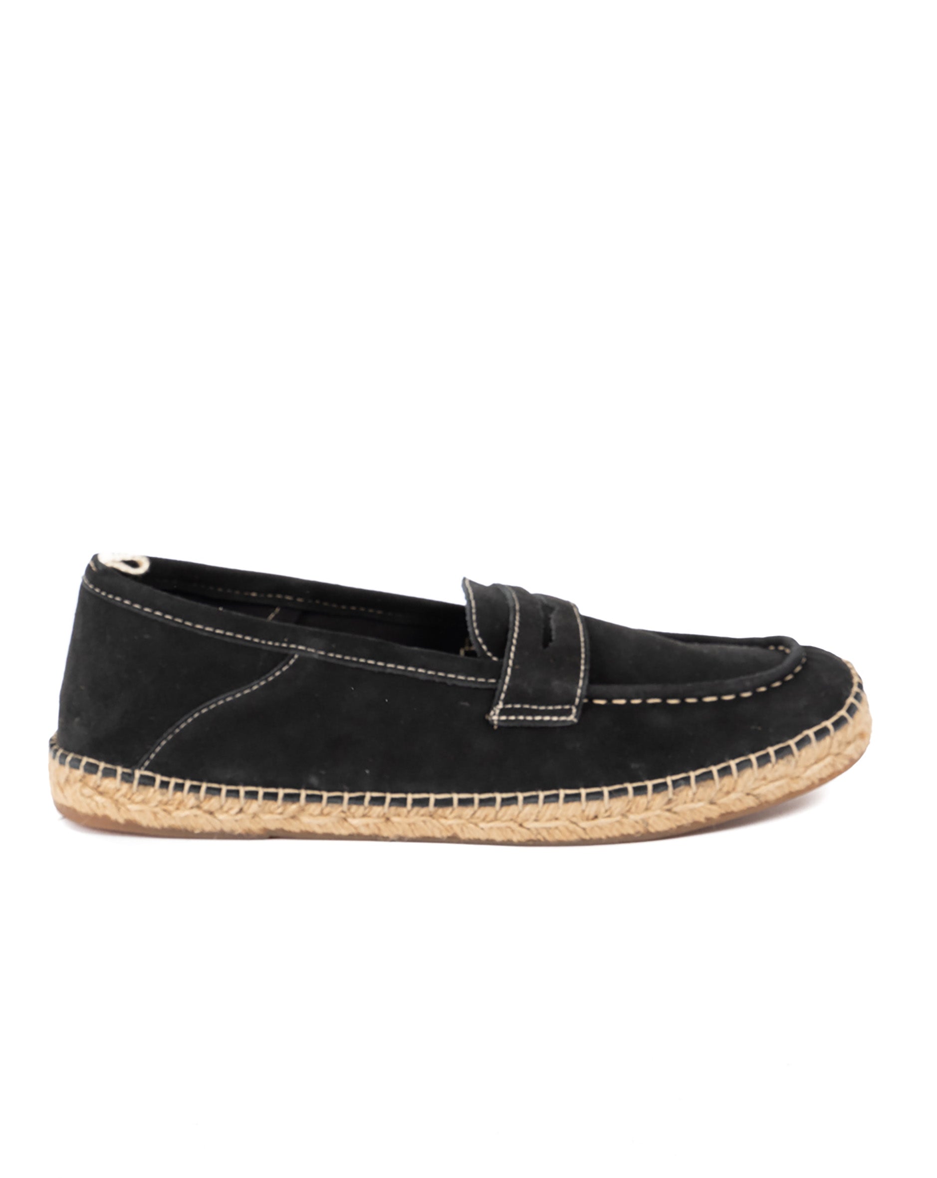 Roma - mocassin en daim noir avec semelle en corde