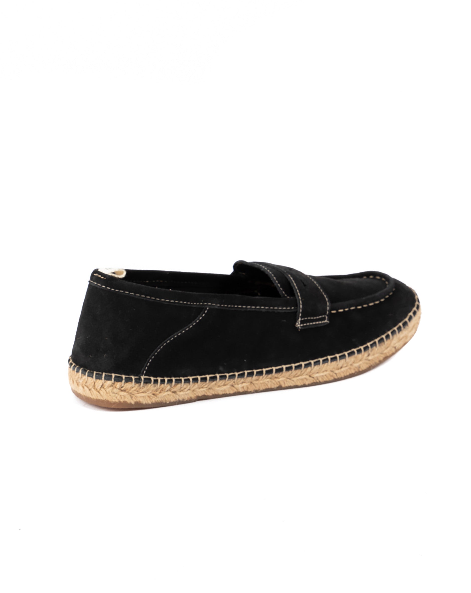 Roma - mocassin en daim noir avec semelle en corde