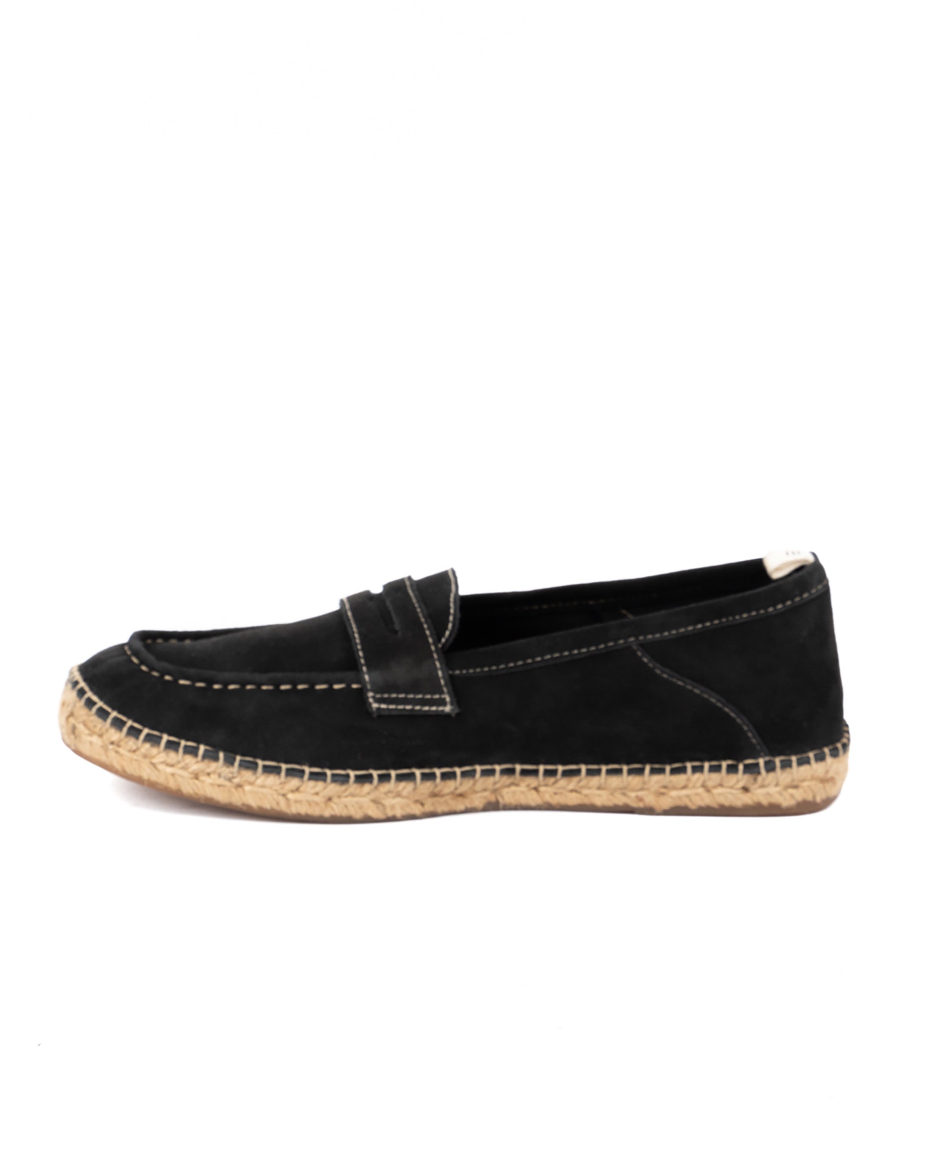 Roma - mocassin en daim noir avec semelle en corde