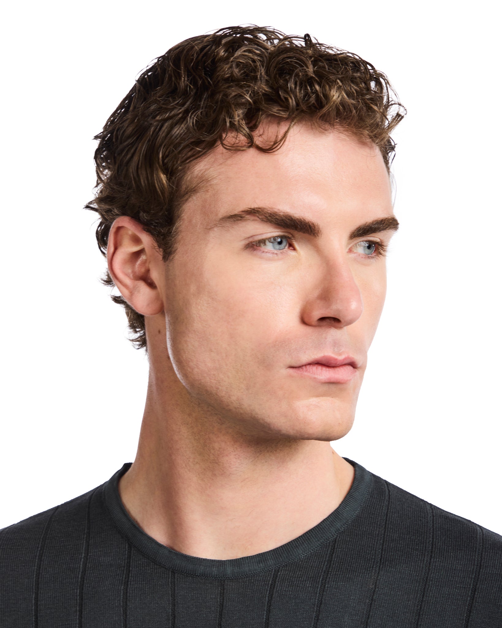 Adriano ribbed knit T-shirt in black