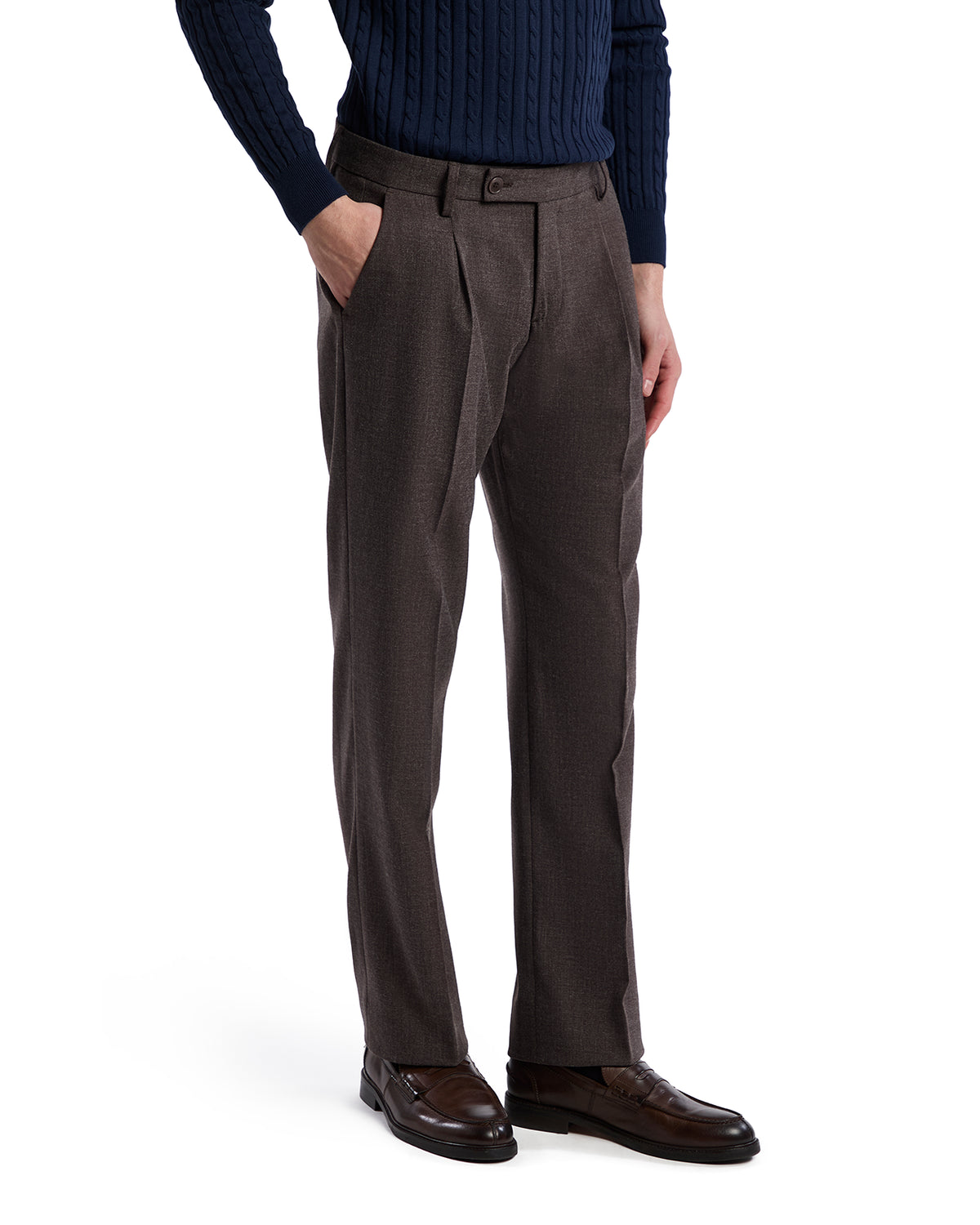 Aka flannel trousers in dark brown
