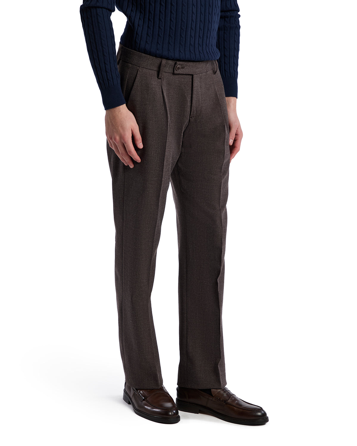 Aka flannel trousers in dark brown