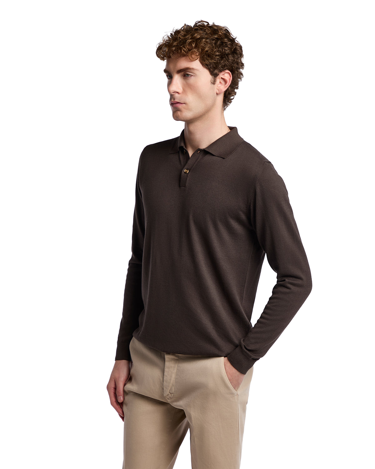 Andrey polo shirt in dark brown cotton