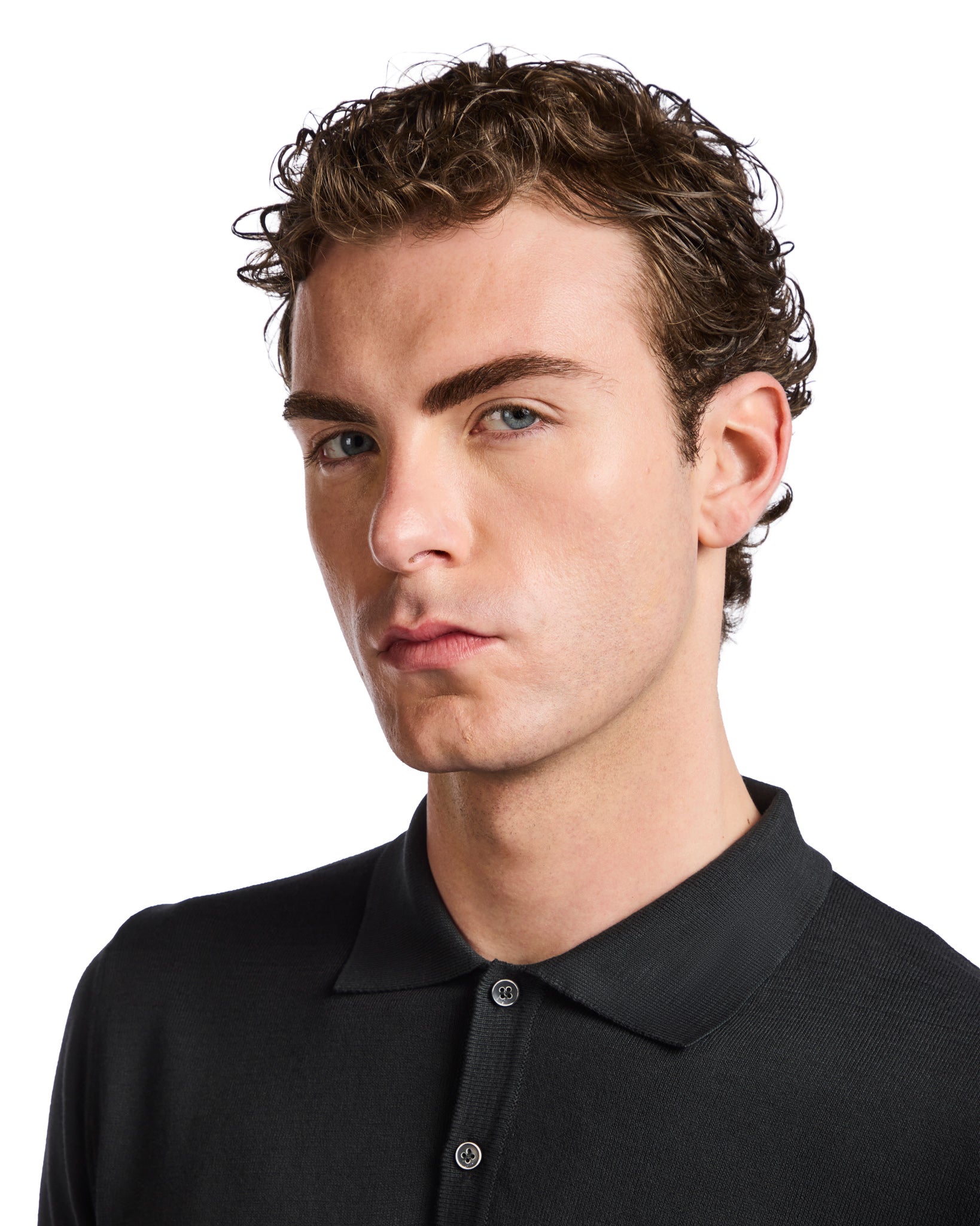 Andrey black cotton polo