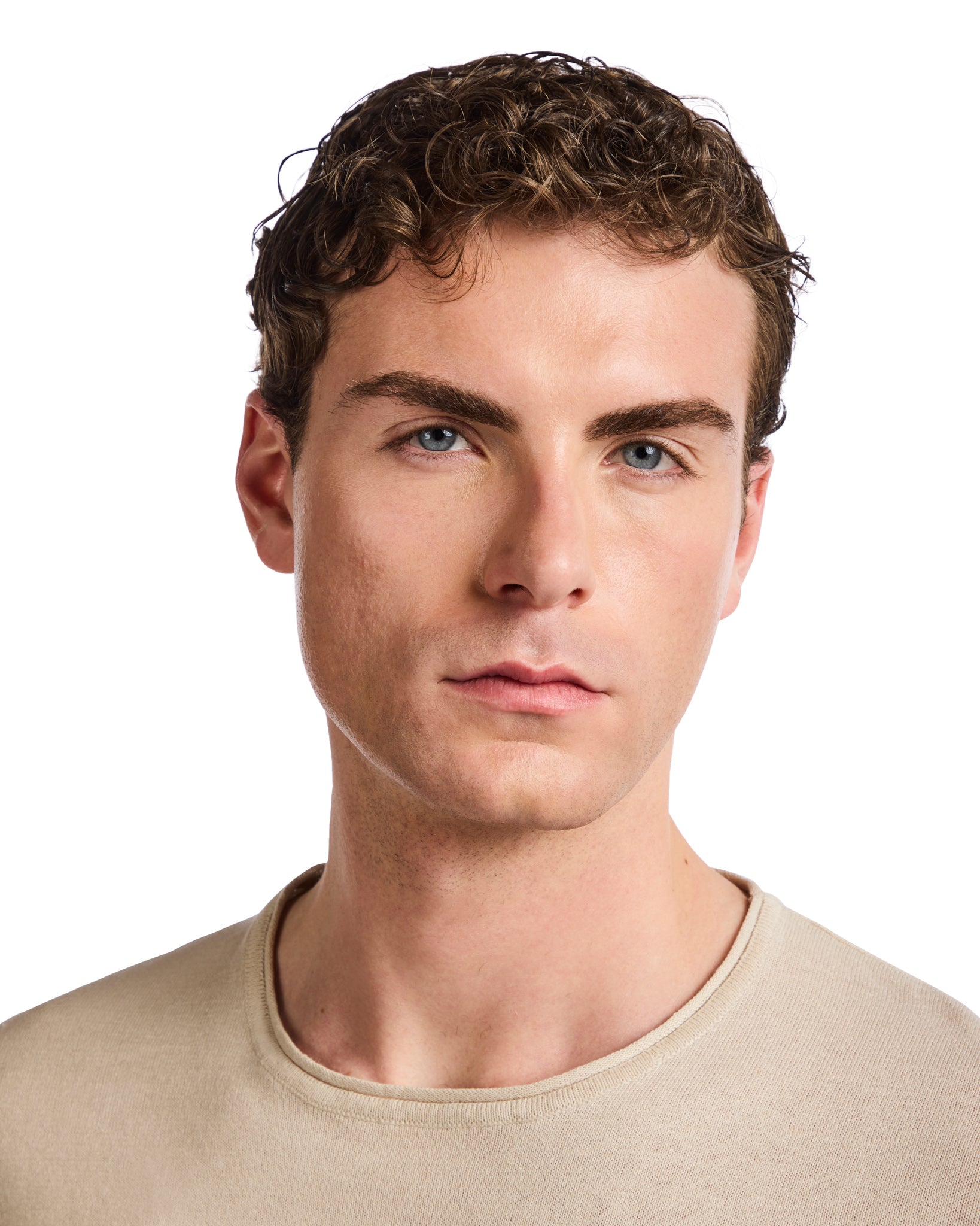 Azur T-shirt in sand linen and cotton