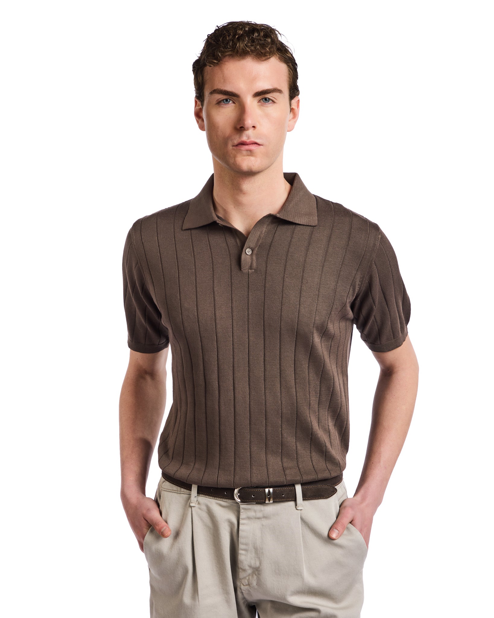 Polo Cameron in maglia a coste moro