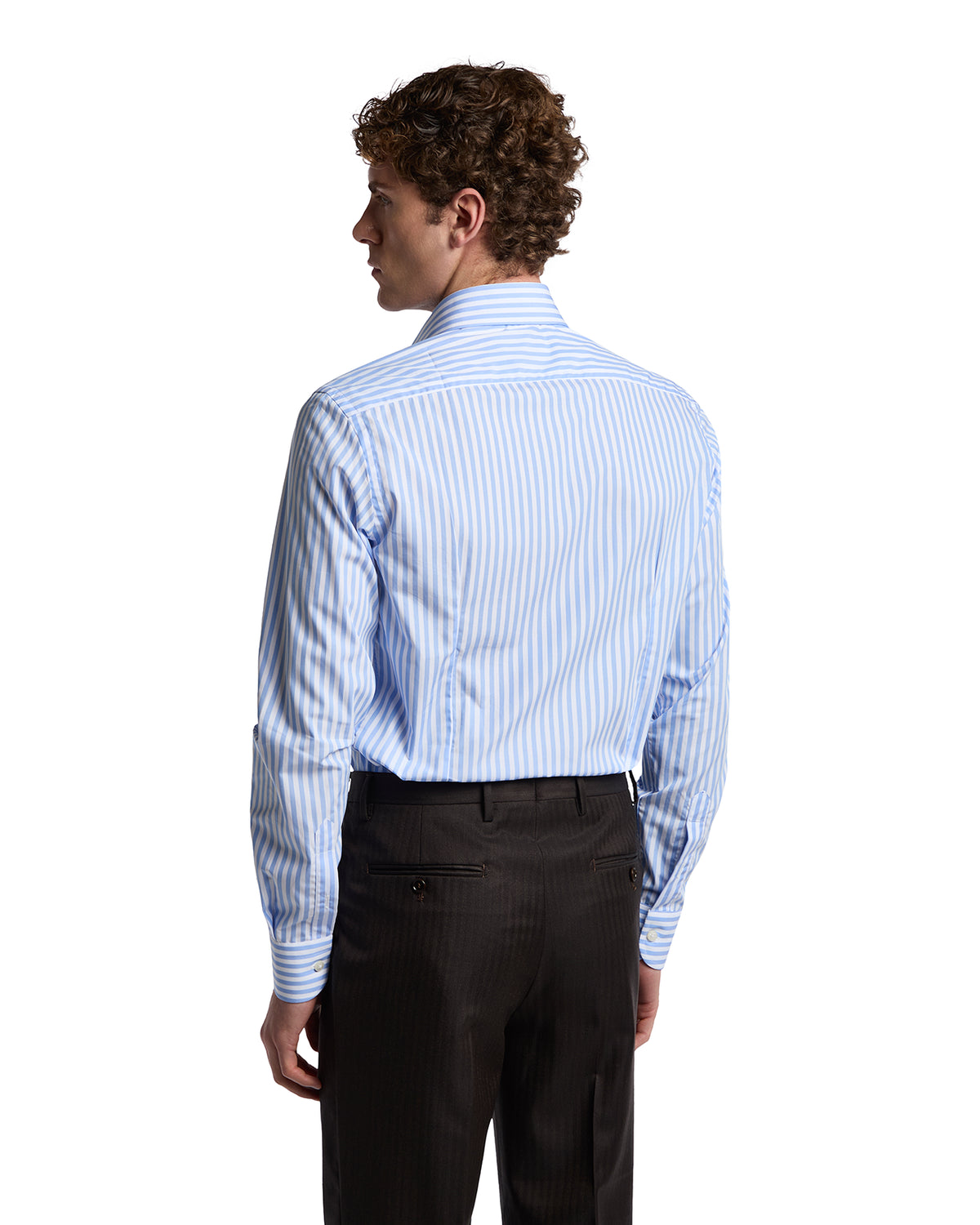 Camicia Vey a righe azzurre in cotone