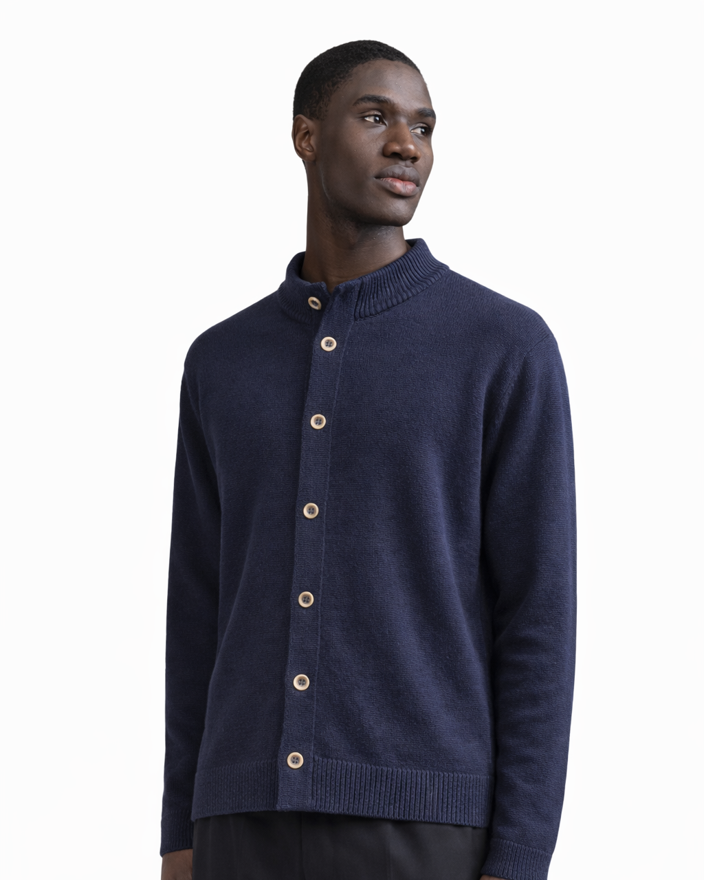 Stromboli knitted jacket in blue wool and cotton
