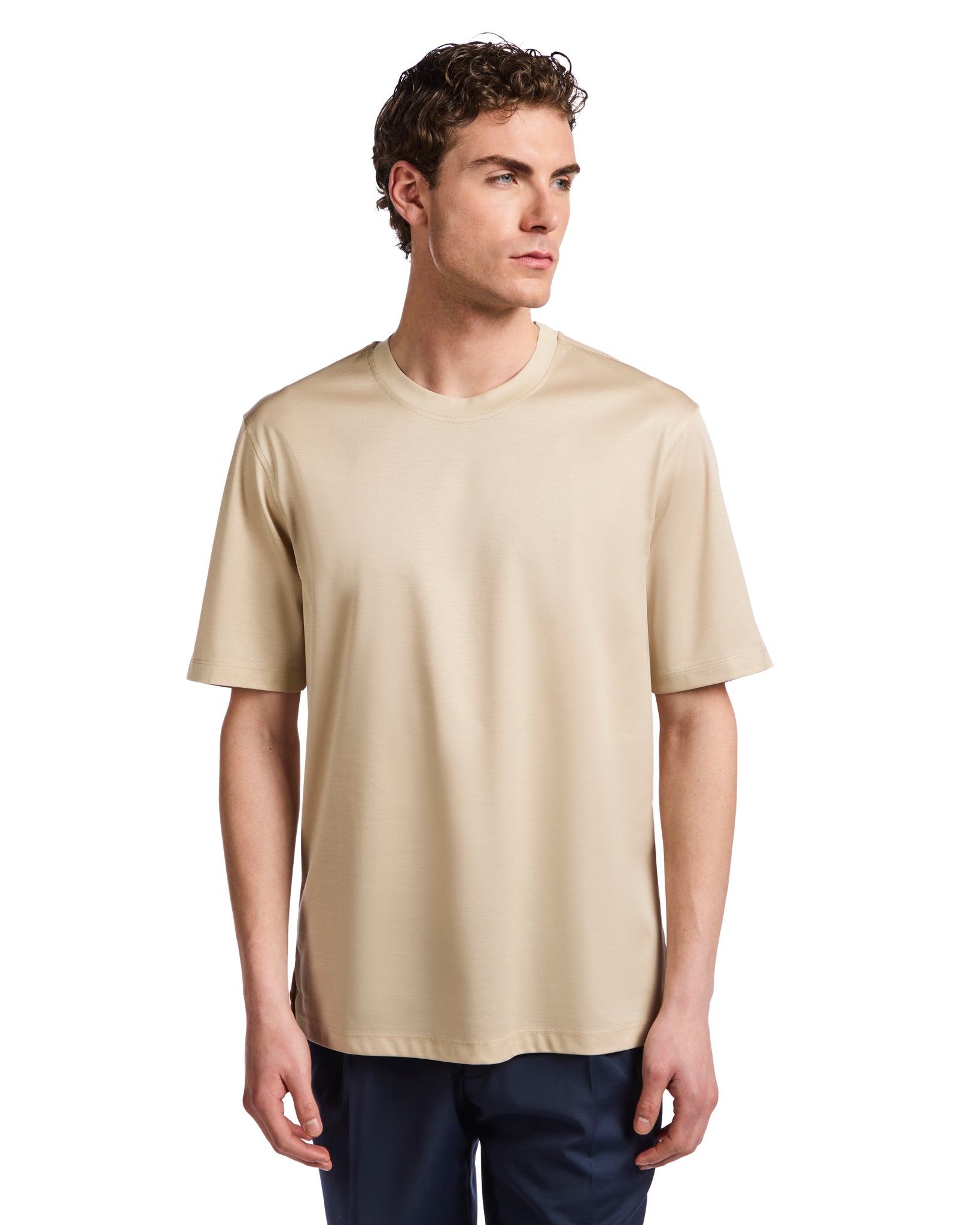 T-shirt Hoorn en fil d'Écosse beige