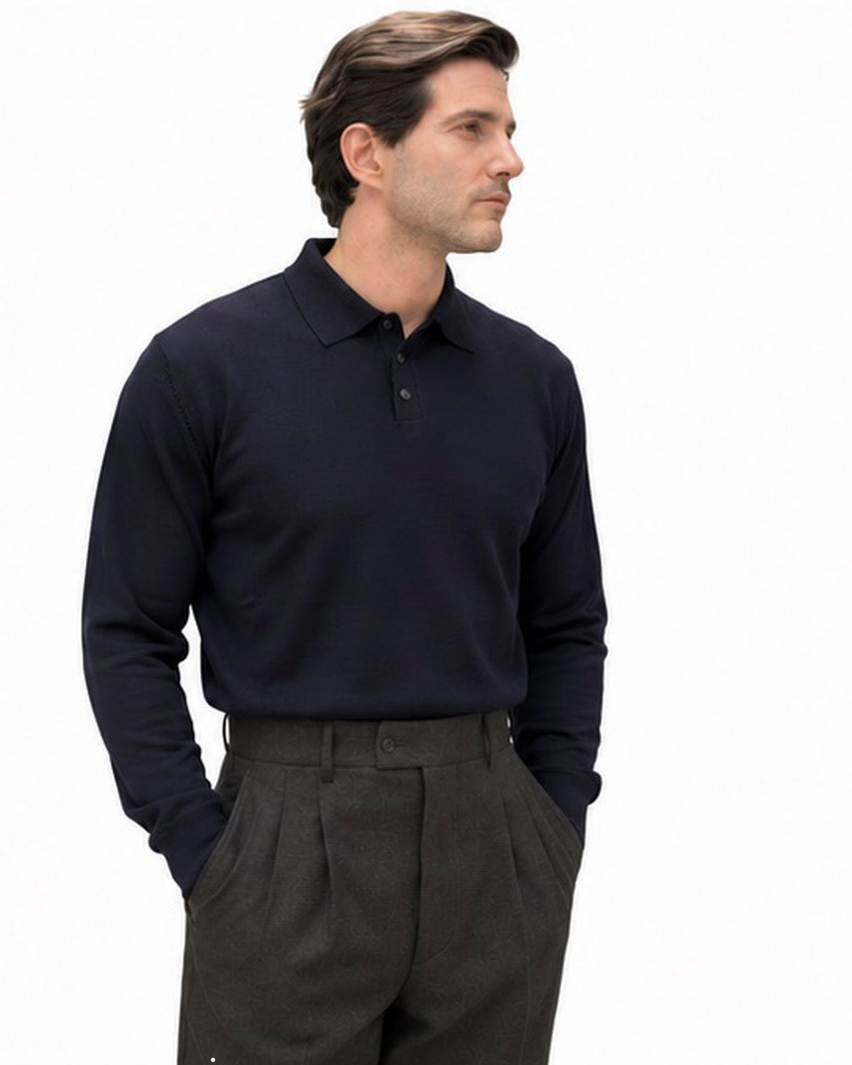 Polo Rovigo de lana Tollegno azul