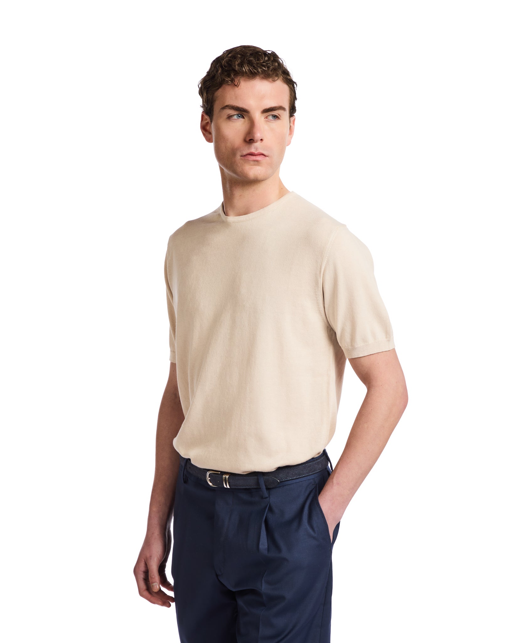 Jannik beige knitted t-shirt