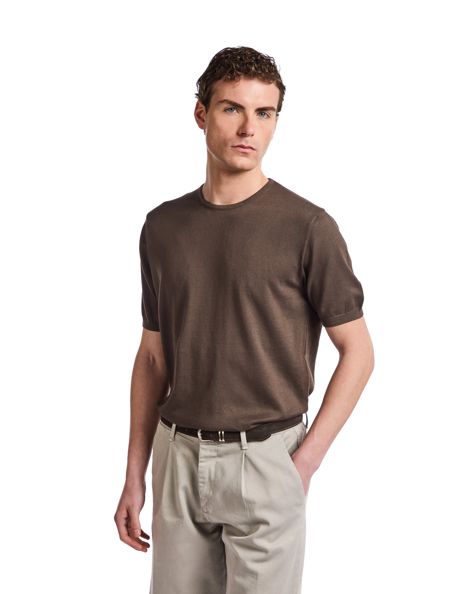 Jannik T-shirt in dark brown knit