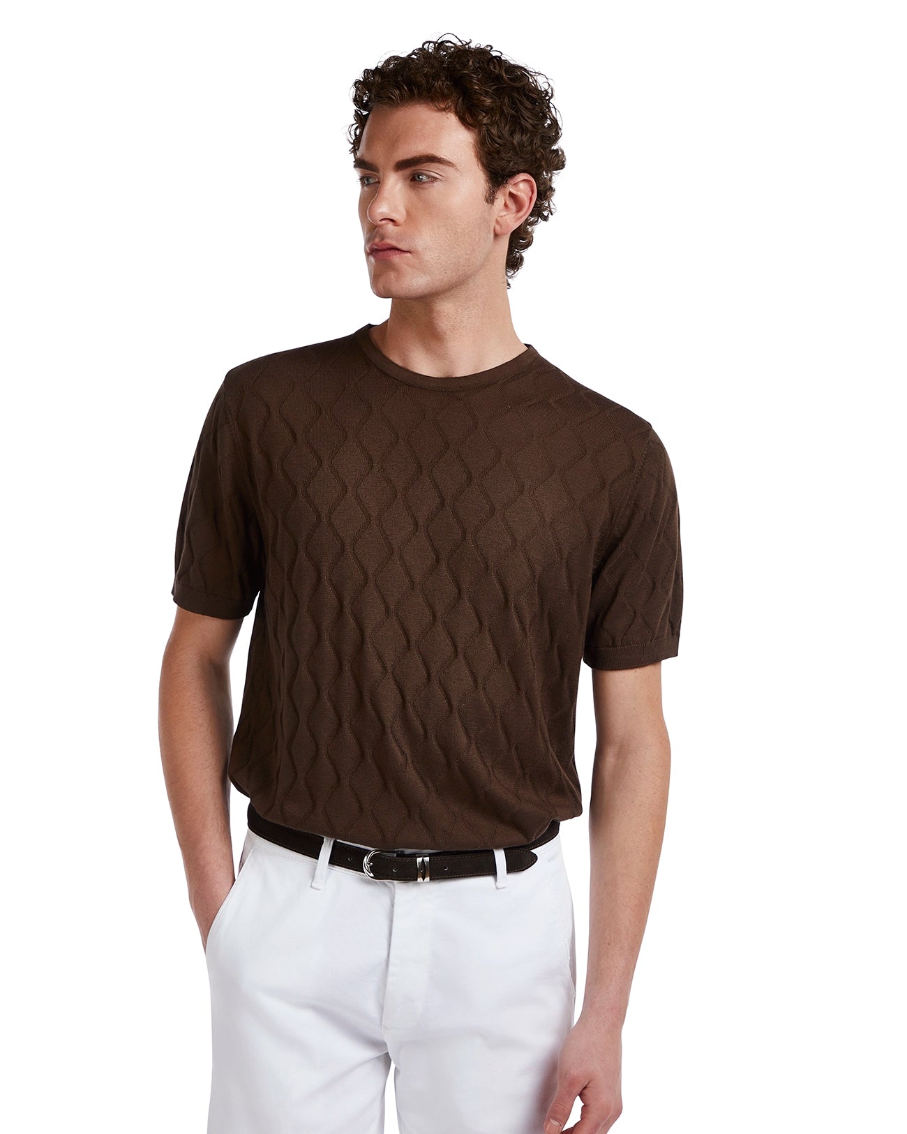 Bjorn wave t-shirt in dark brown knit