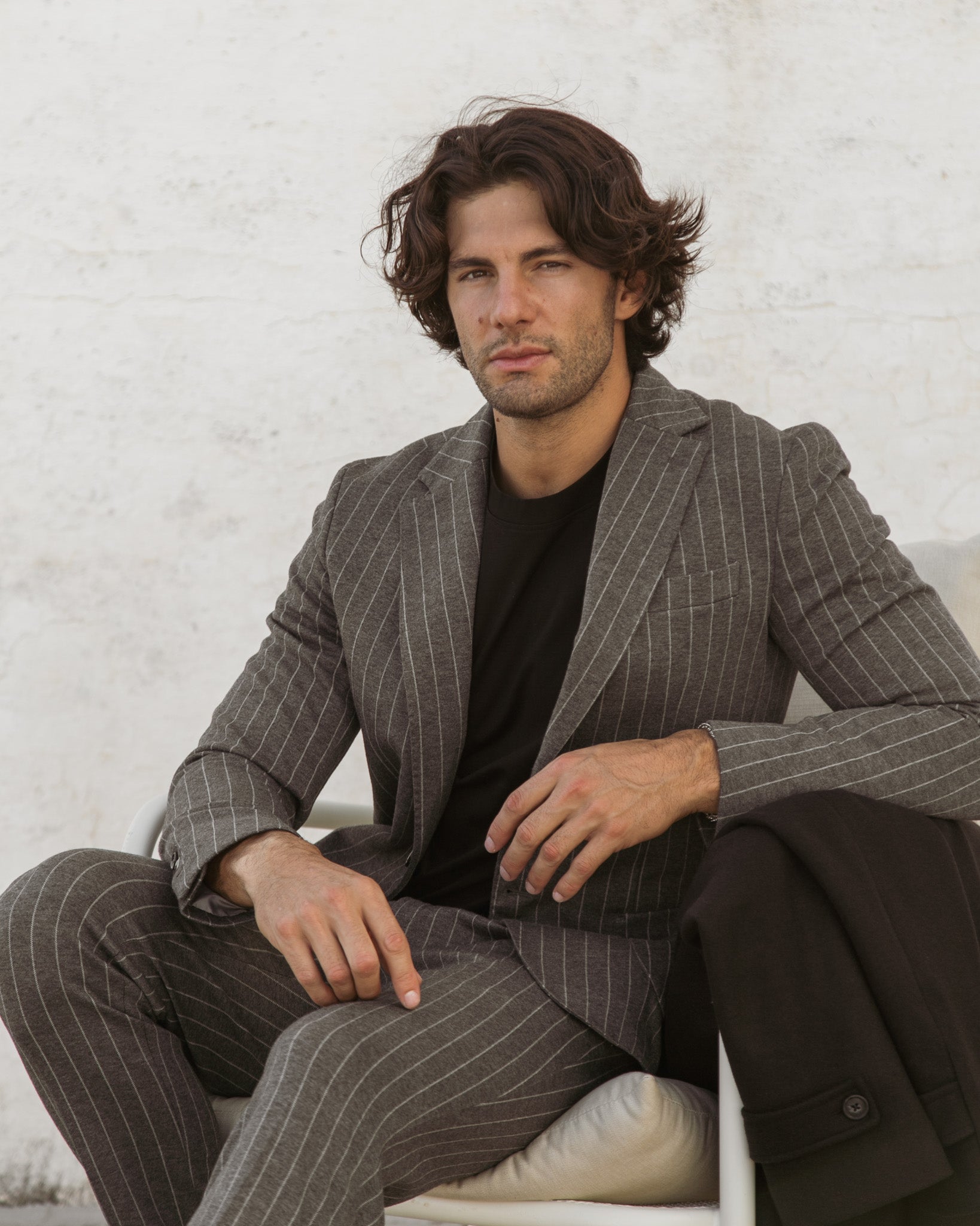 Raphael - single breasted grey pinstripe jacket