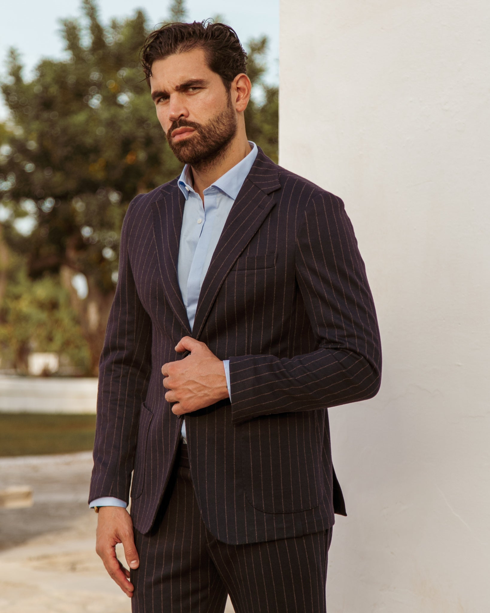 Raphael - blue pinstriped double-breasted jacket