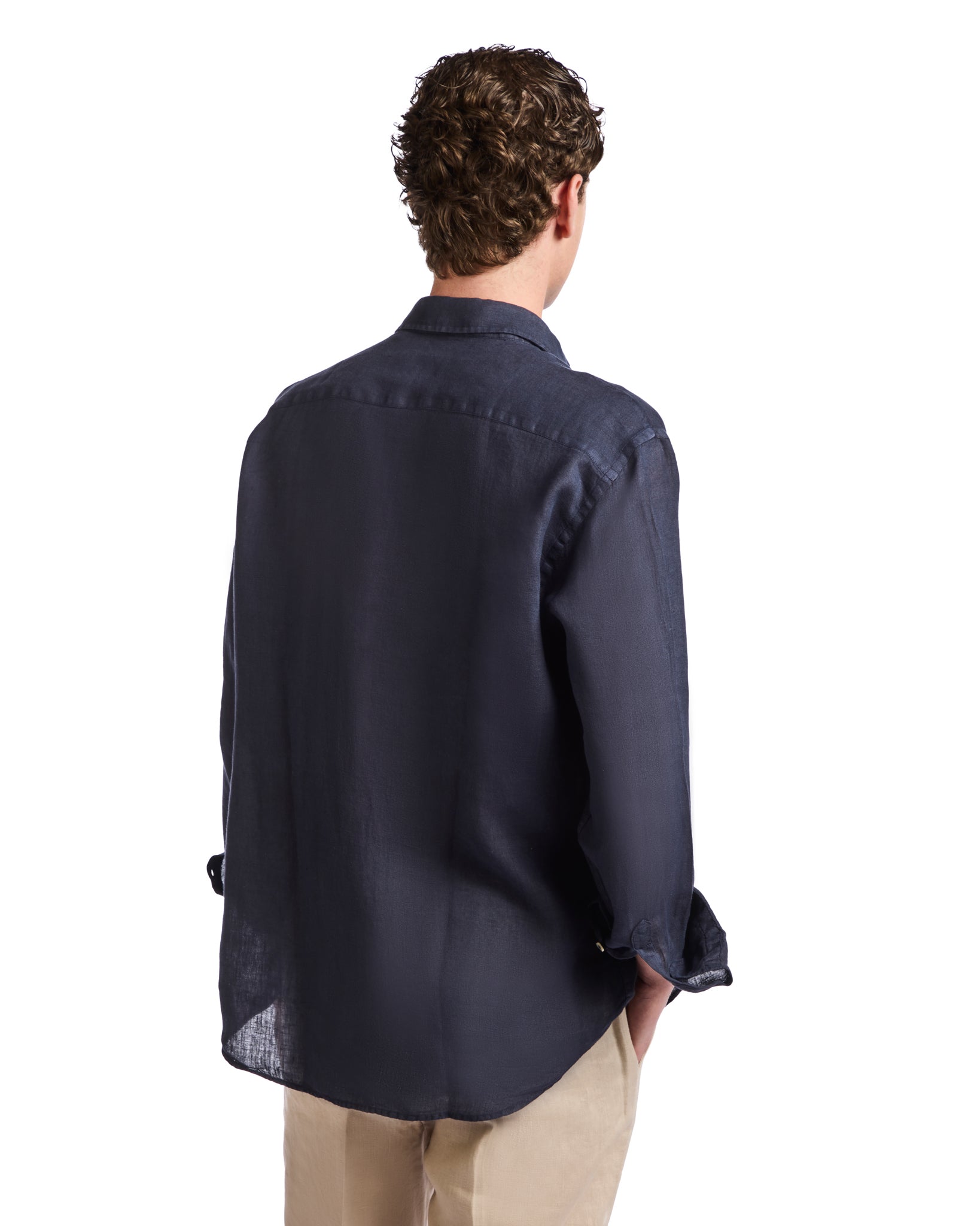 Camicia Montecarlo in puro lino blu