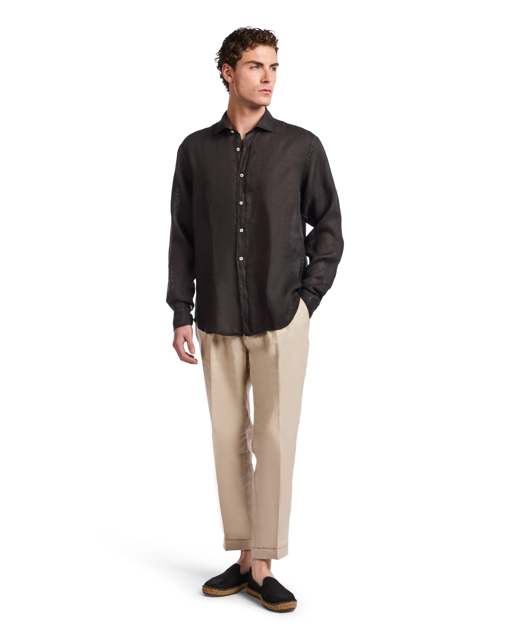 Camisa Montecarlo de lino puro negro