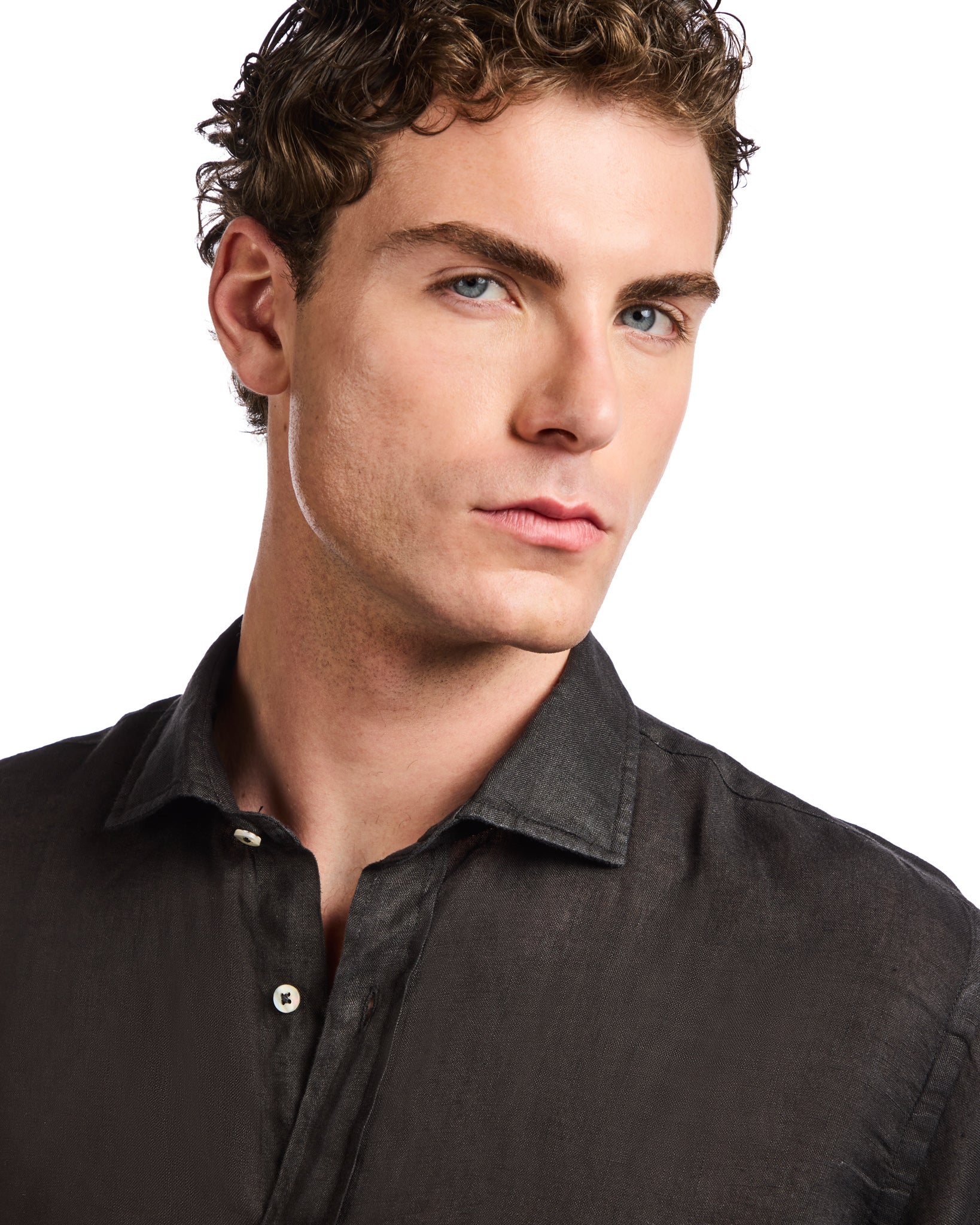 Montecarlo shirt in pure black linen