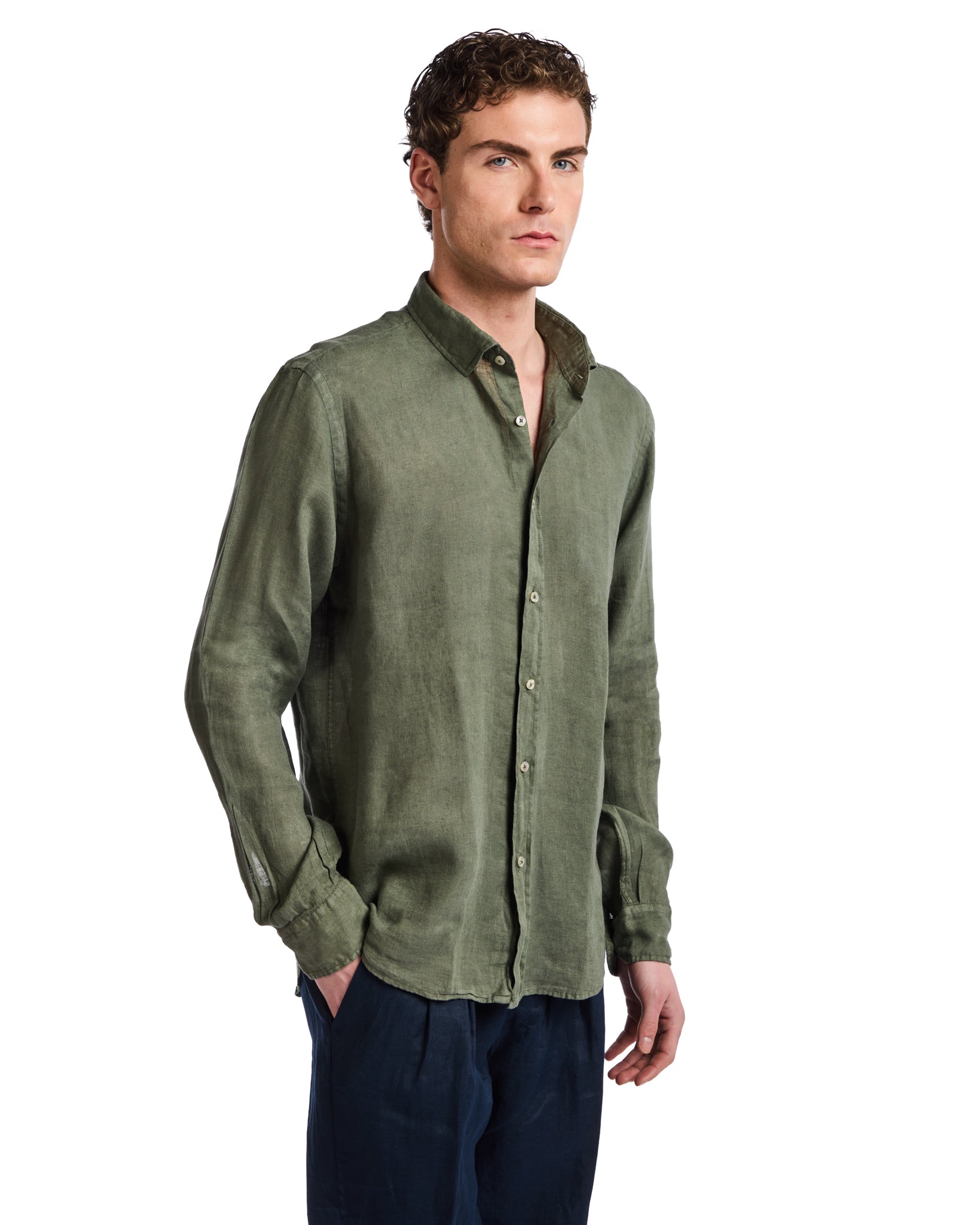 Montecarlo shirt in pure military linen