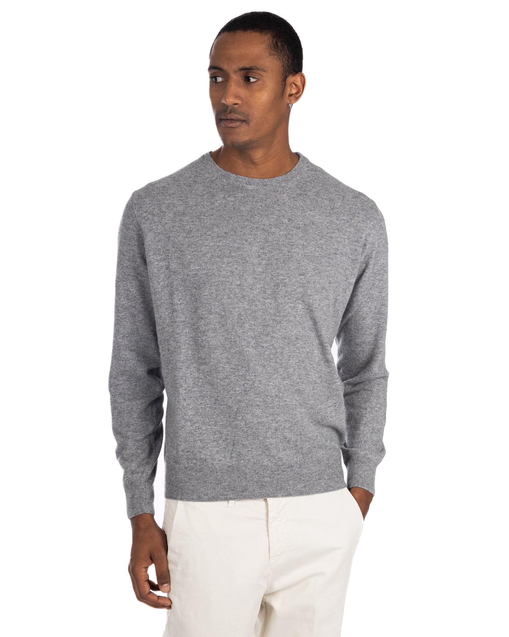 Dustin - gray cashmere blend crew neck sweater