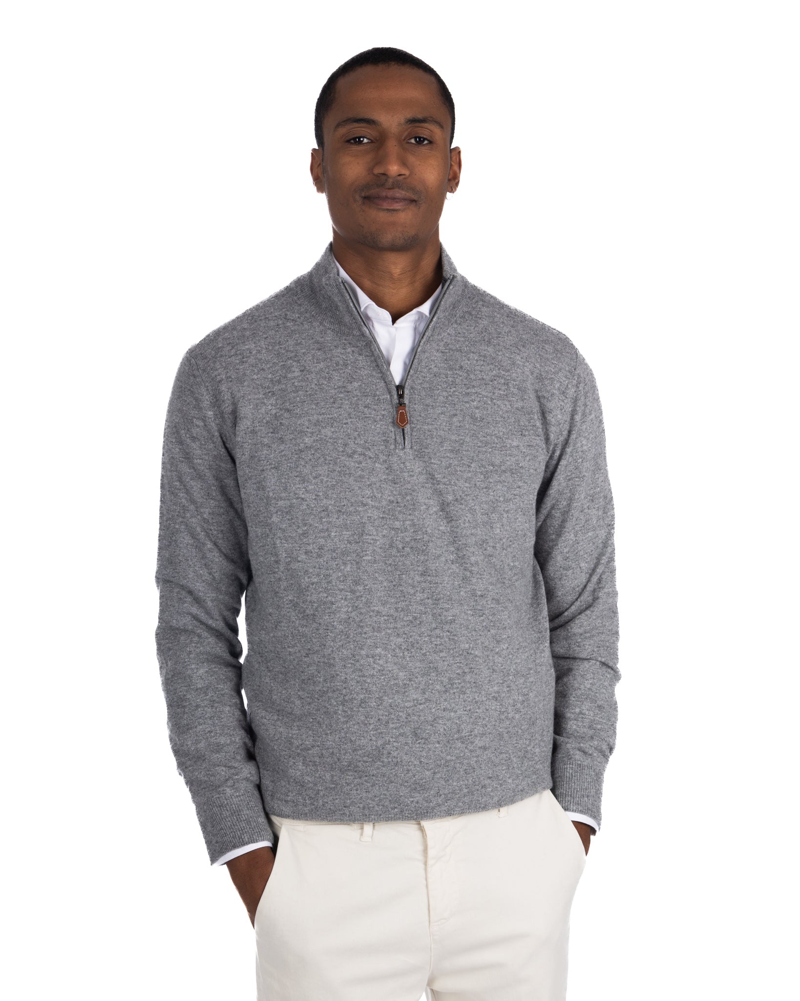 Rory - gray cashmere blend zip sweater