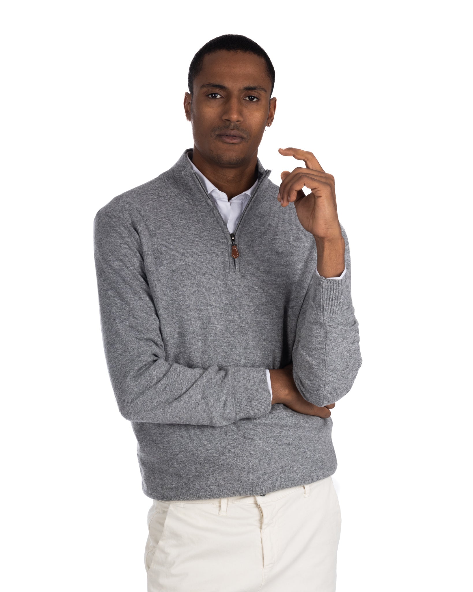 Rory - gray cashmere blend zip sweater