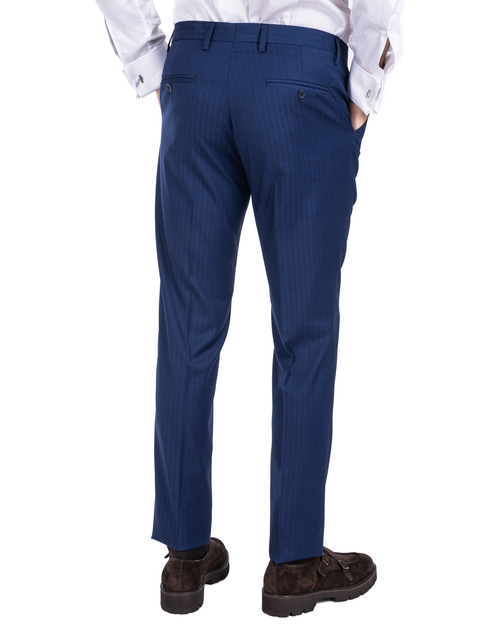 Marseille - blue solaro double-breasted suit with chrome buttons