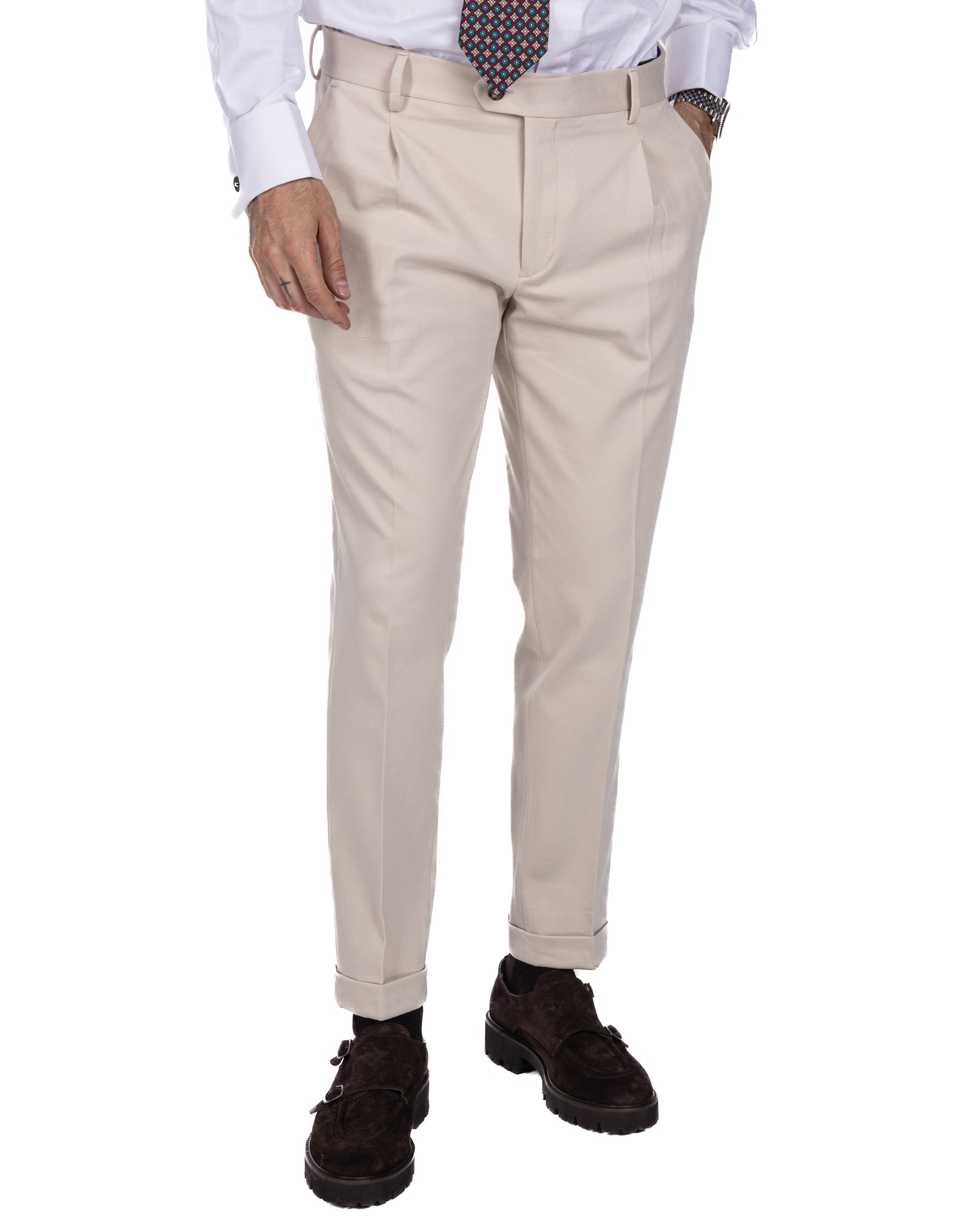 Florence - trousers with a cream pleat in Milan stitch
