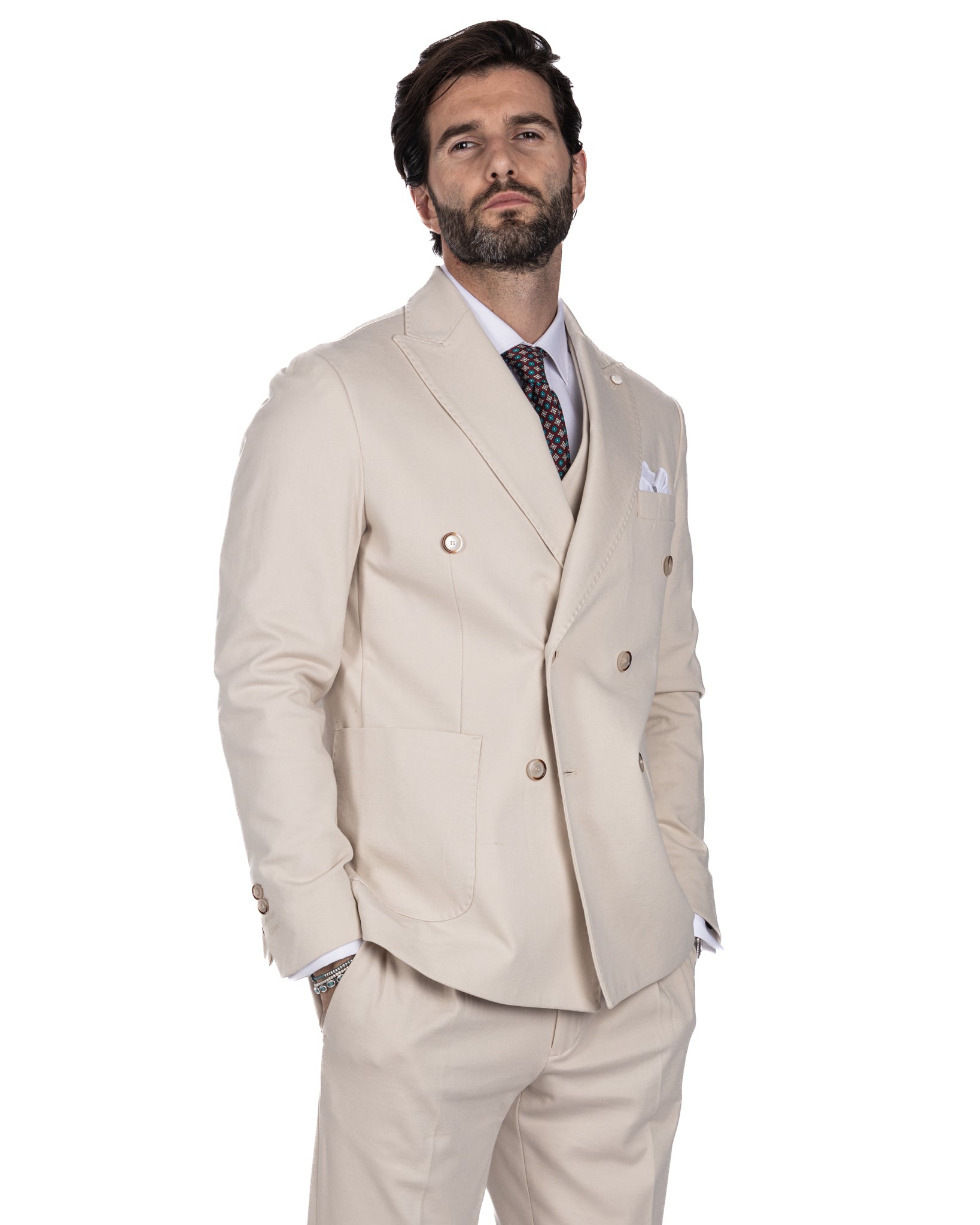 Mustang - cream Milan stitch double-breasted jacket