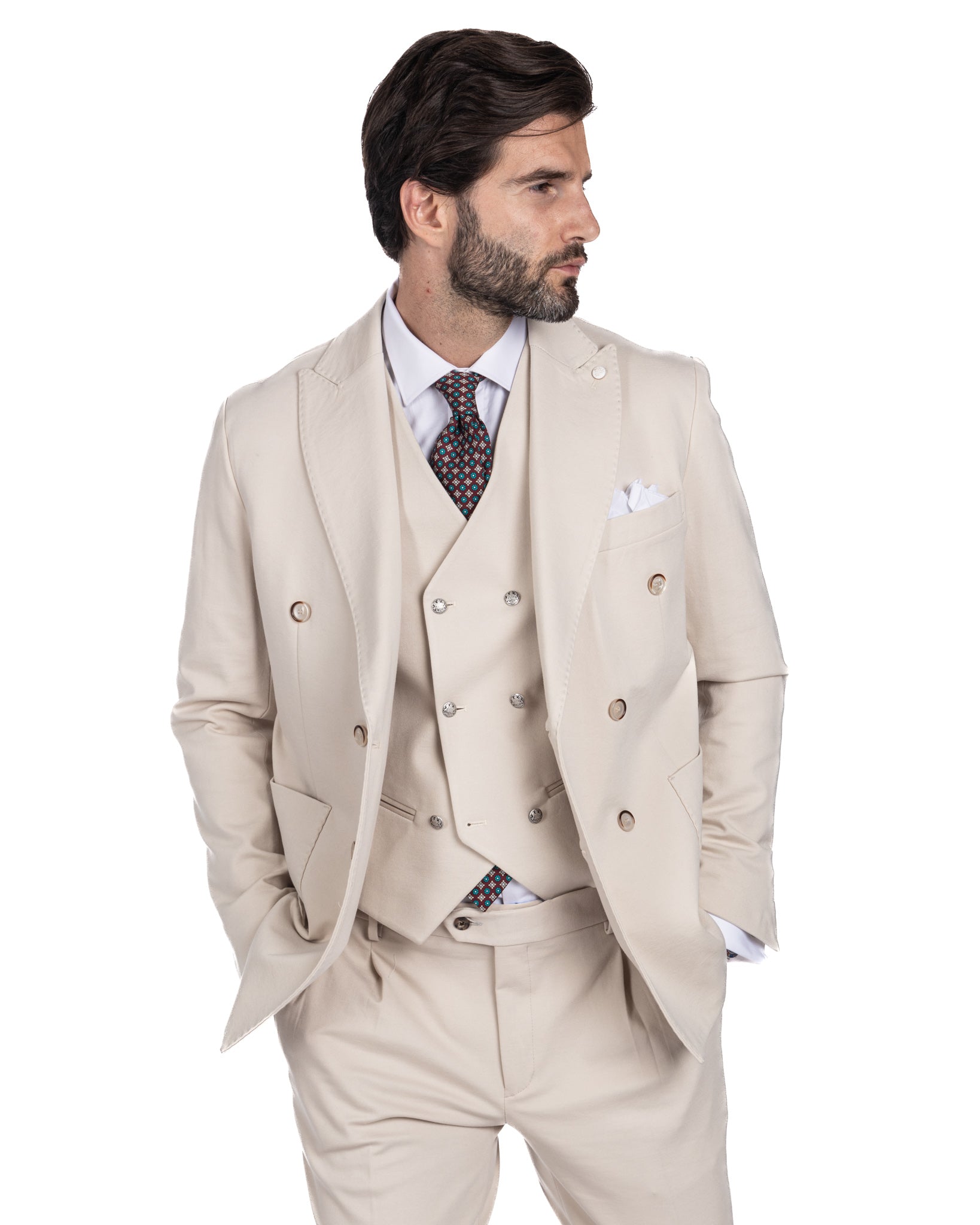 Mustang - cream Milan stitch double-breasted jacket