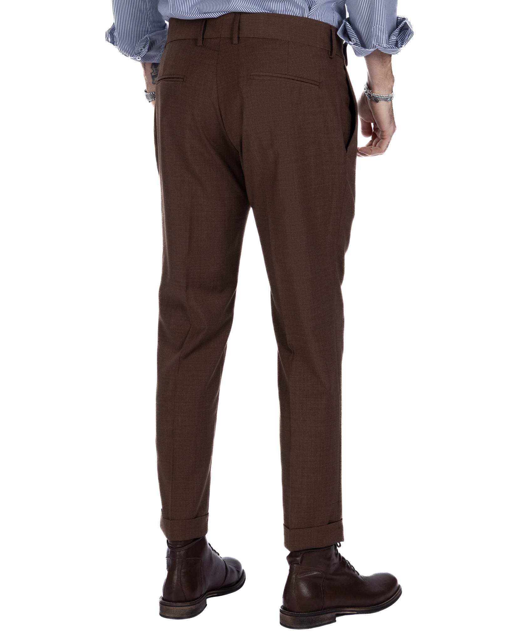 Italian - dark brown high-waisted trousers in wool blend