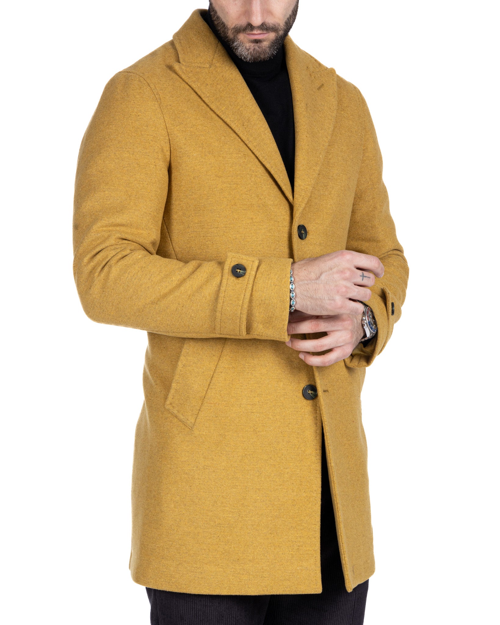 Philippe - mustard single-breasted coat