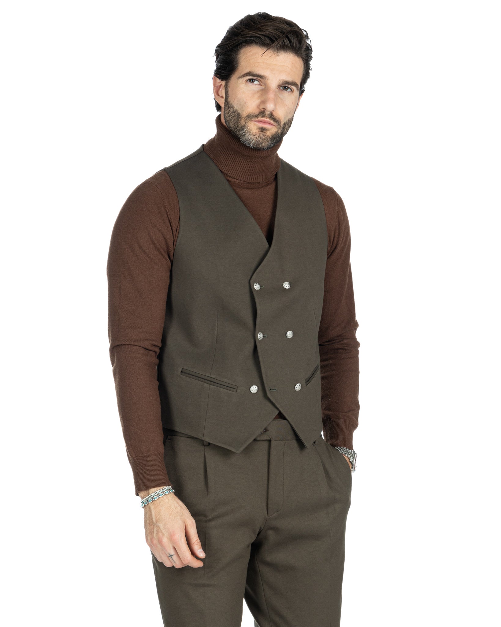 Mustang - double-breasted waistcoat in military milan stitch