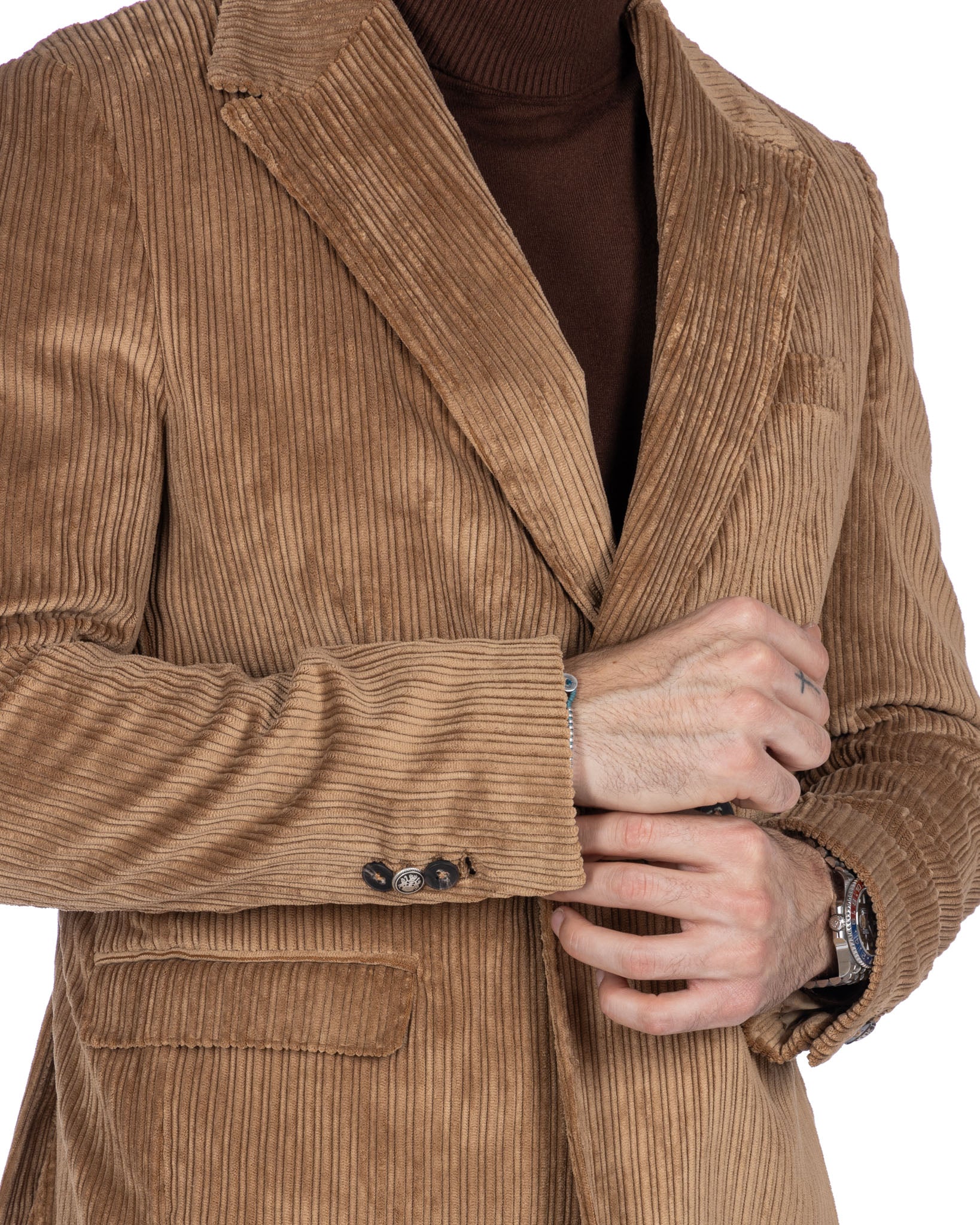 Renè - two-button camel velvet jacket