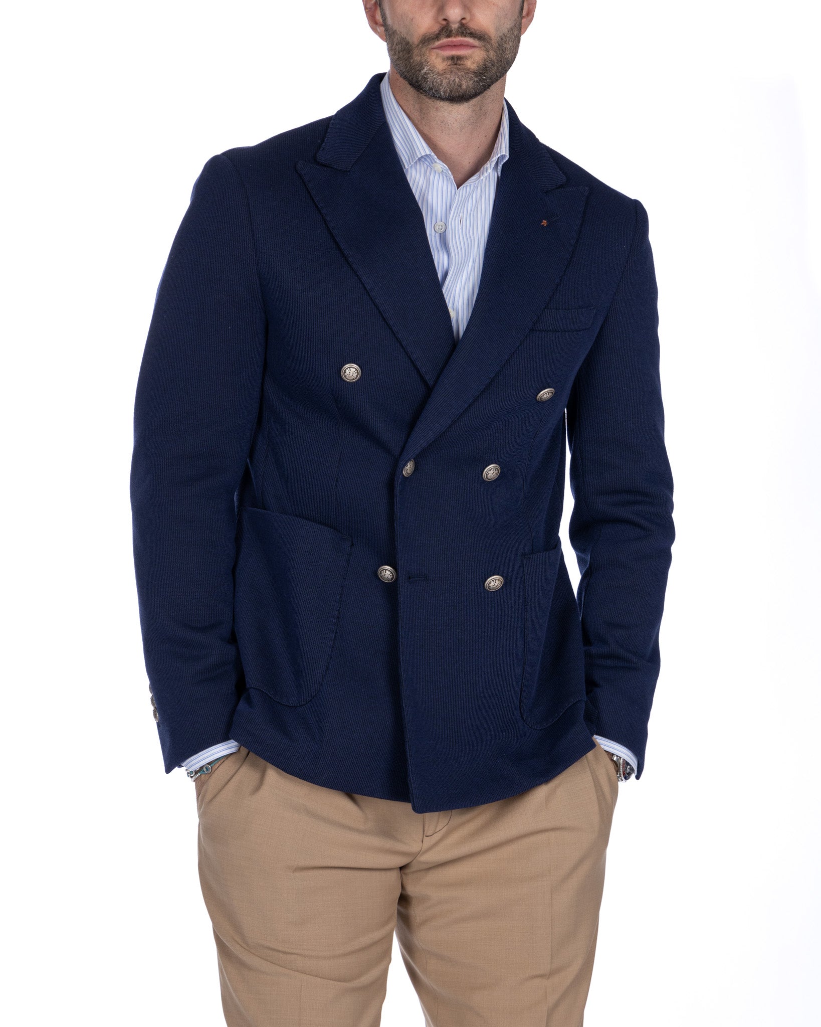 Adolfo - blue double-breasted jersey jacket