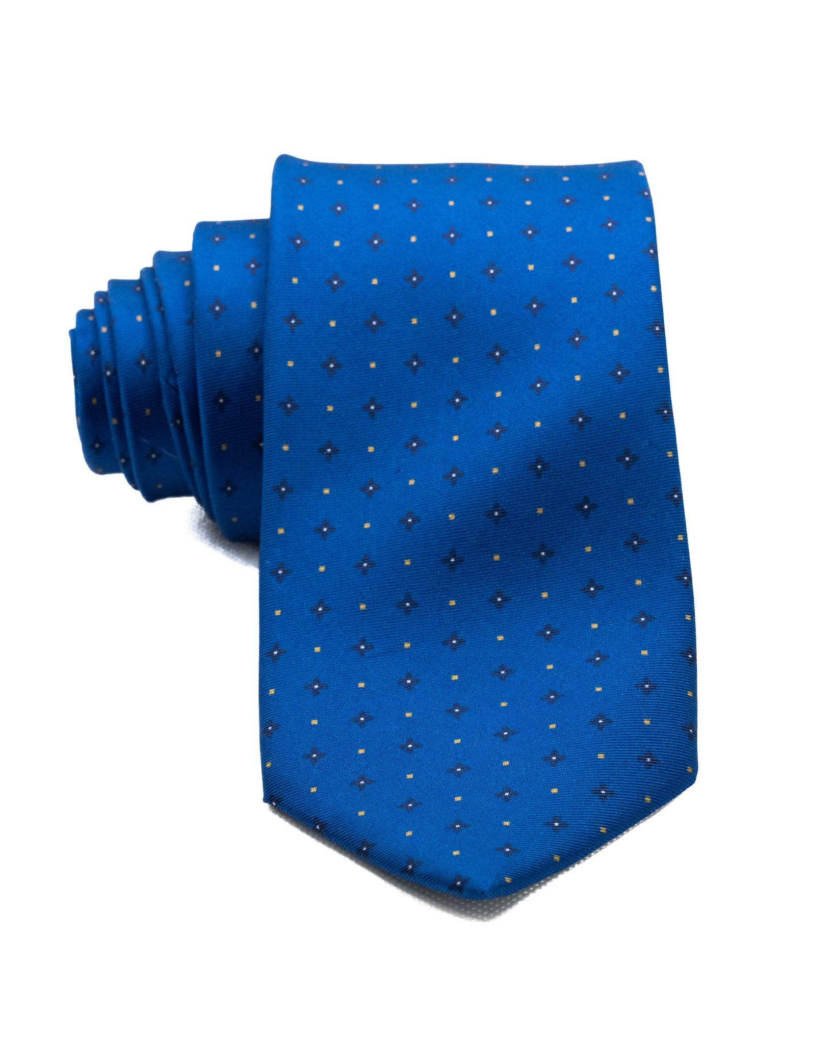 Tie - in blue micro print silk