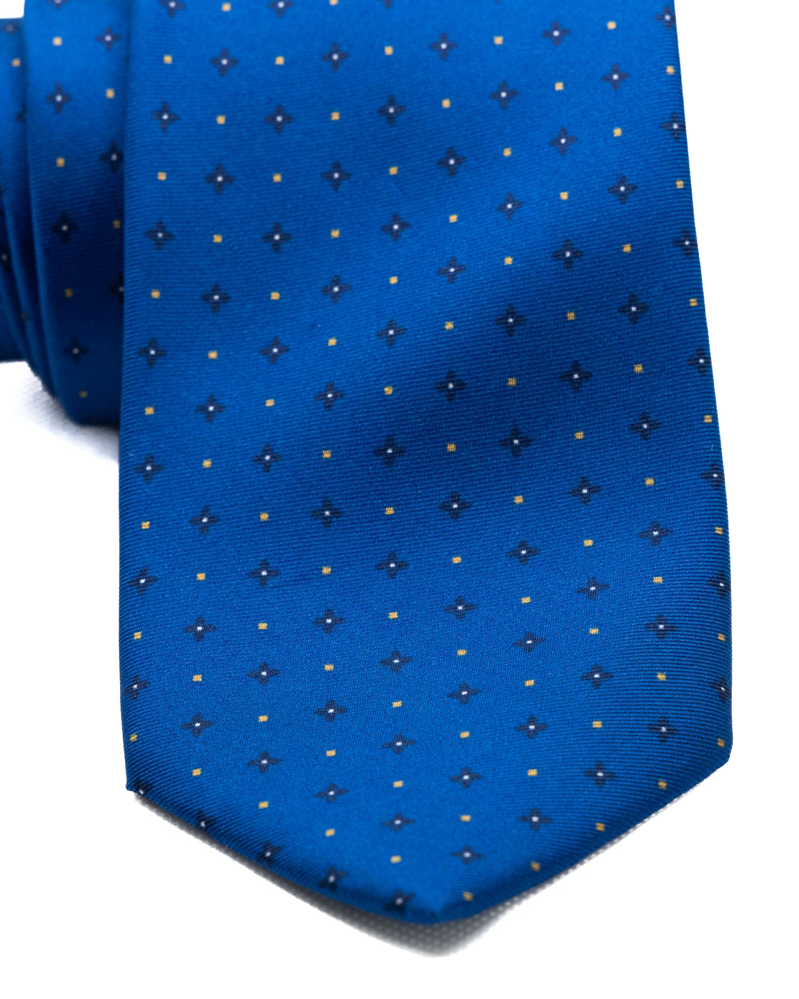 Tie - in blue micro print silk