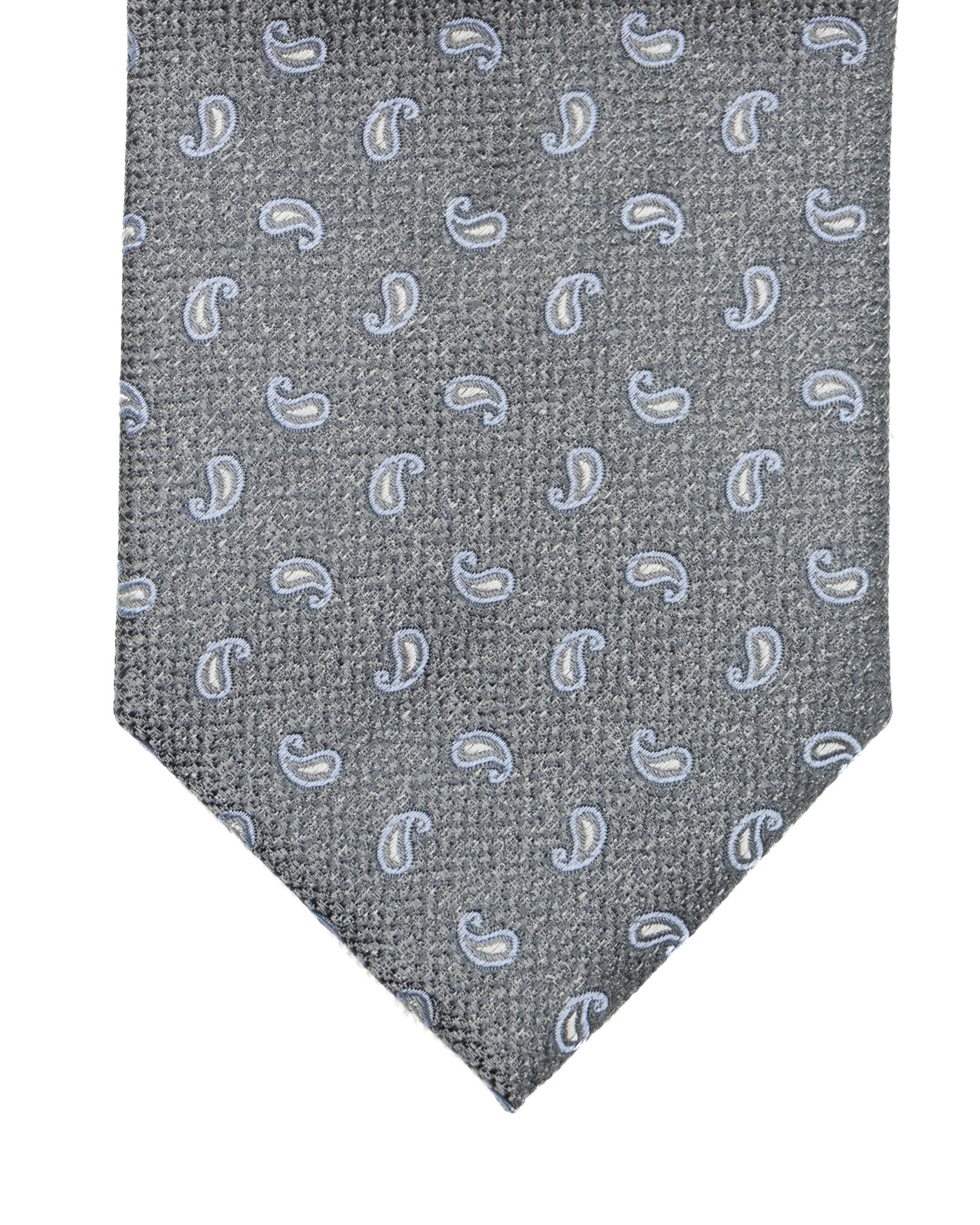 Tie - in gray paisley embossed silk
