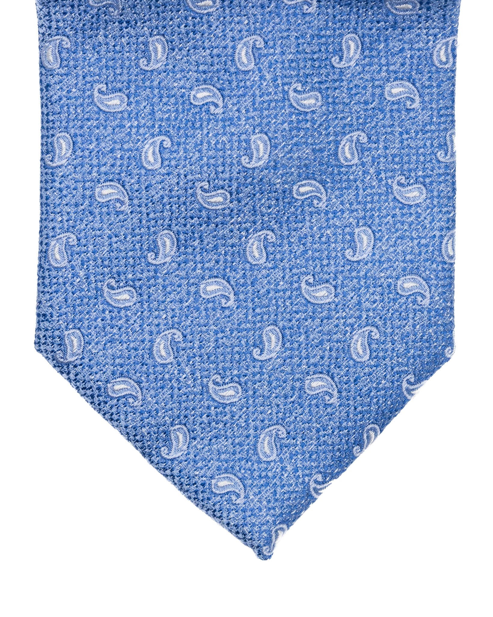 Tie - in blue paisley embossed silk