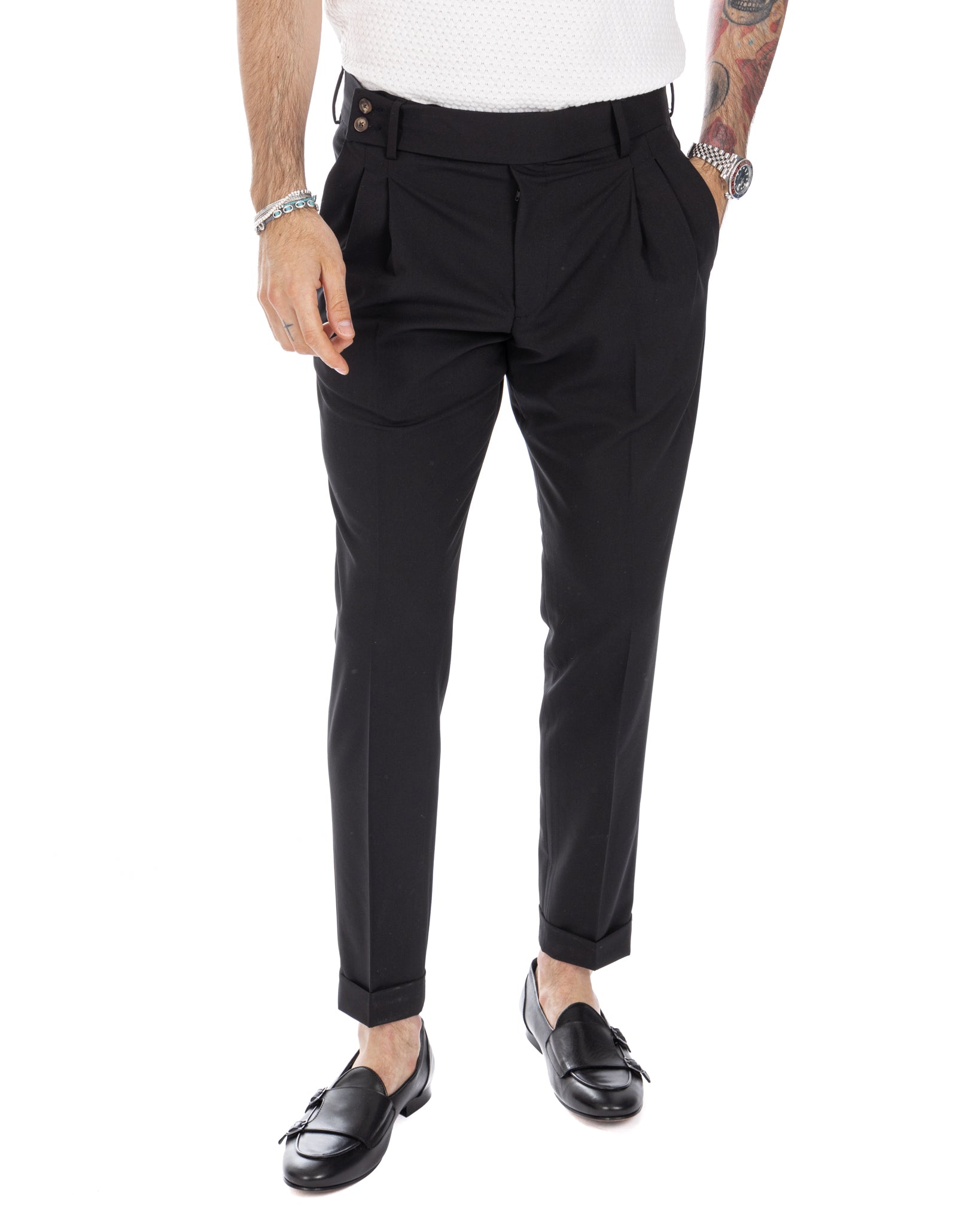 Caprera - pantalon taille haute noir