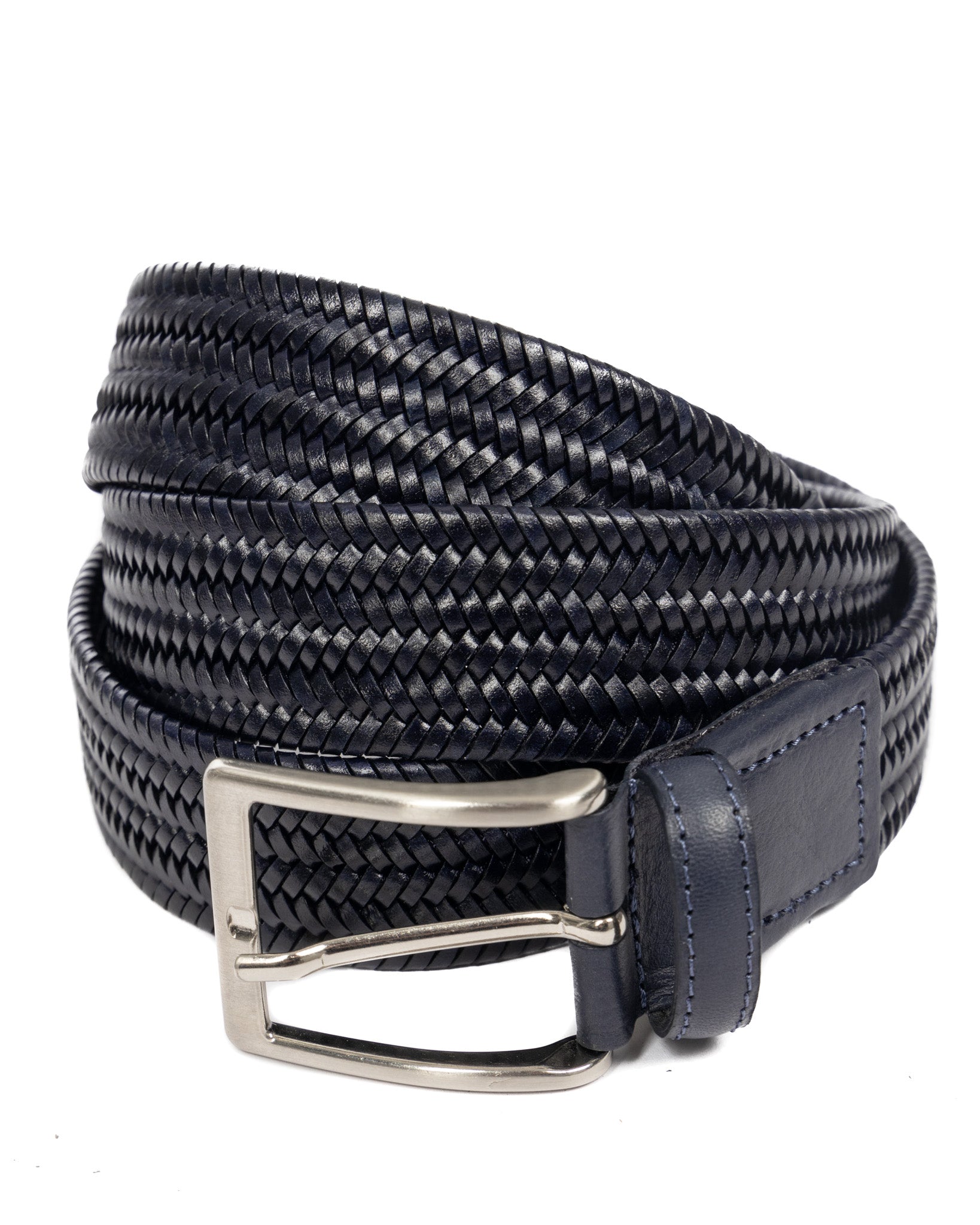 Montalcino - ceinture en cuir à tissage étroit bleu