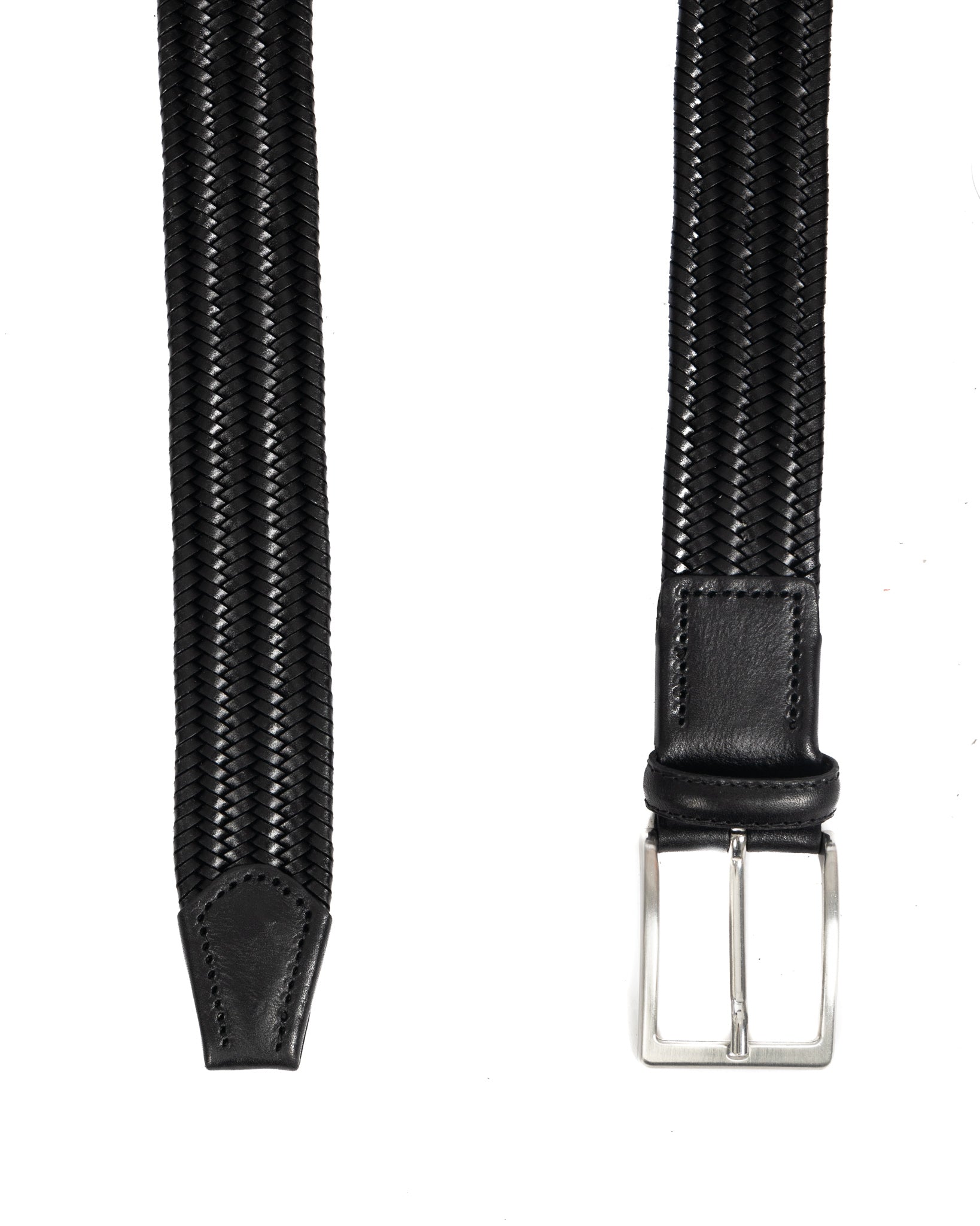 Montalcino - black narrow weave leather belt