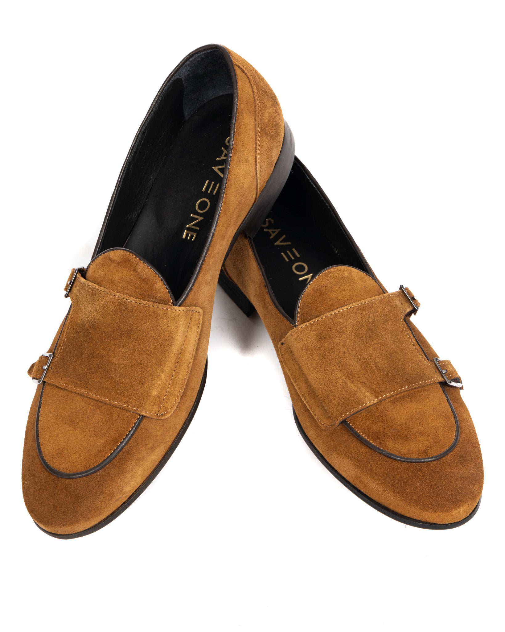 Gianni - camel suede moccasin with double buckle