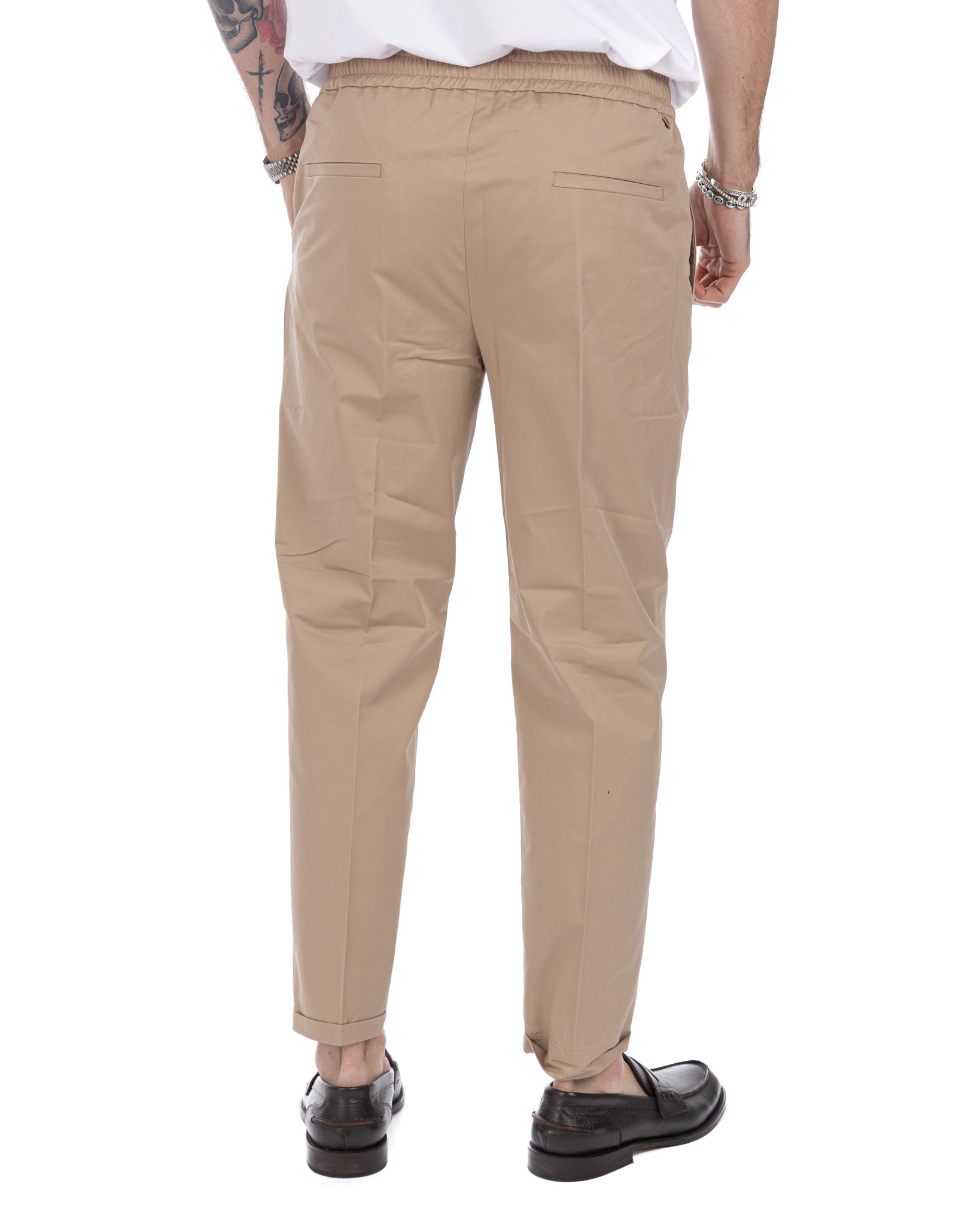 Larry - camel trousers in summer cotton