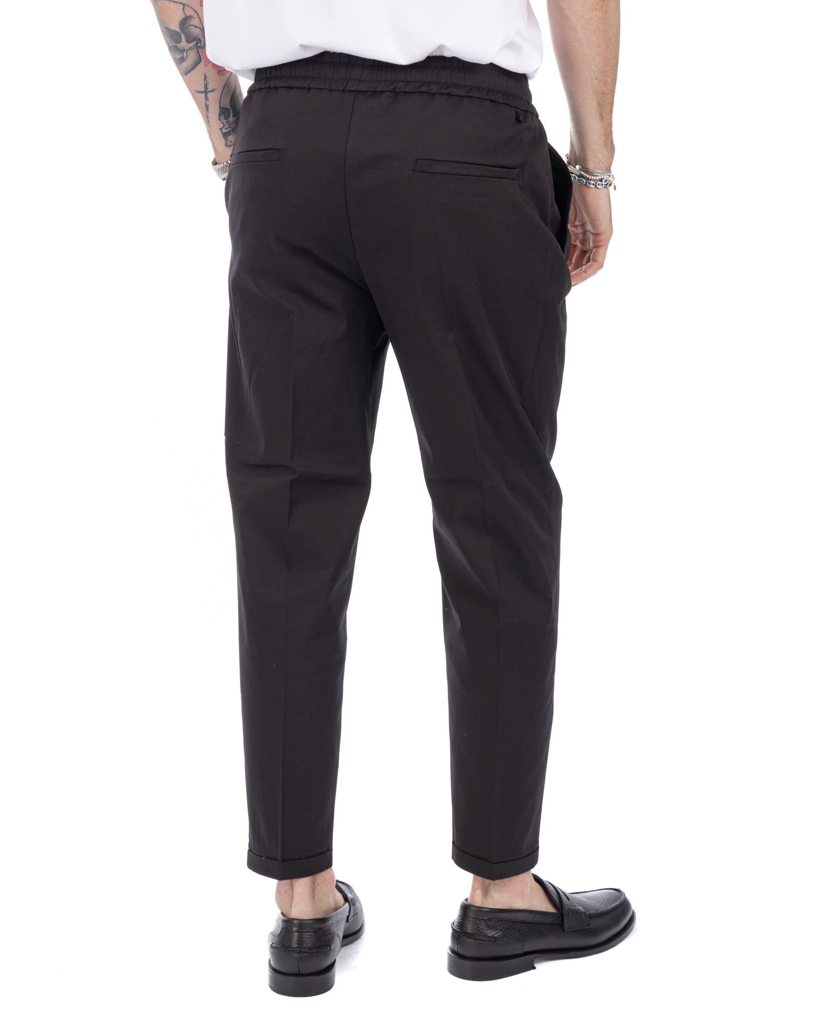 Larry - black summer cotton trousers