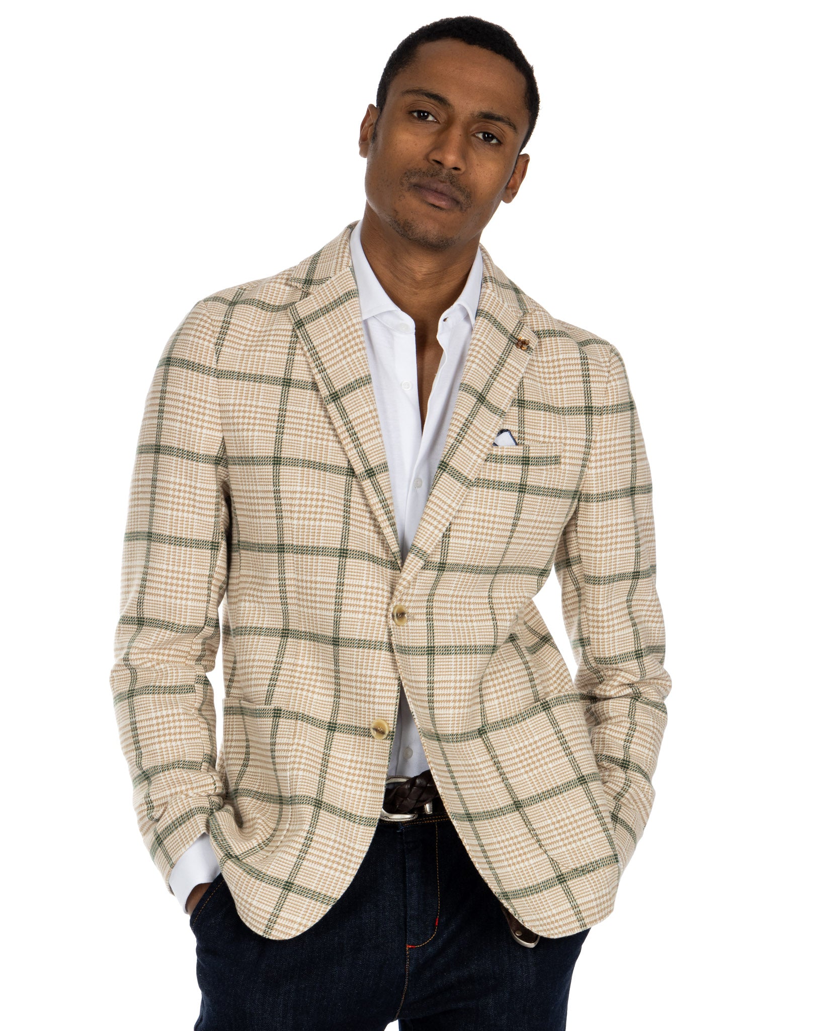 Parma - green and beige checked jacket