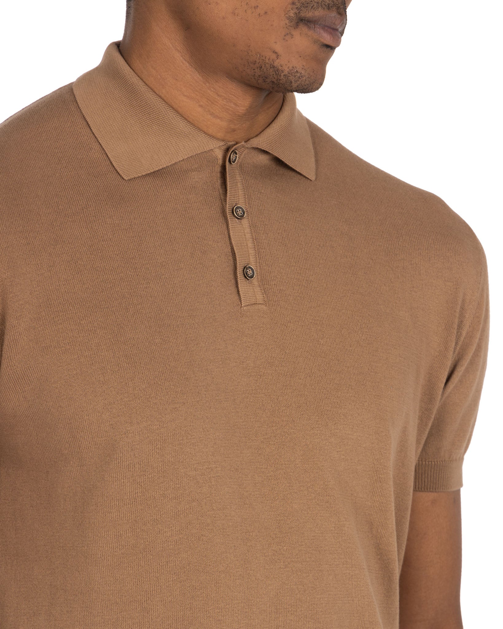 Roger - camel knit polo