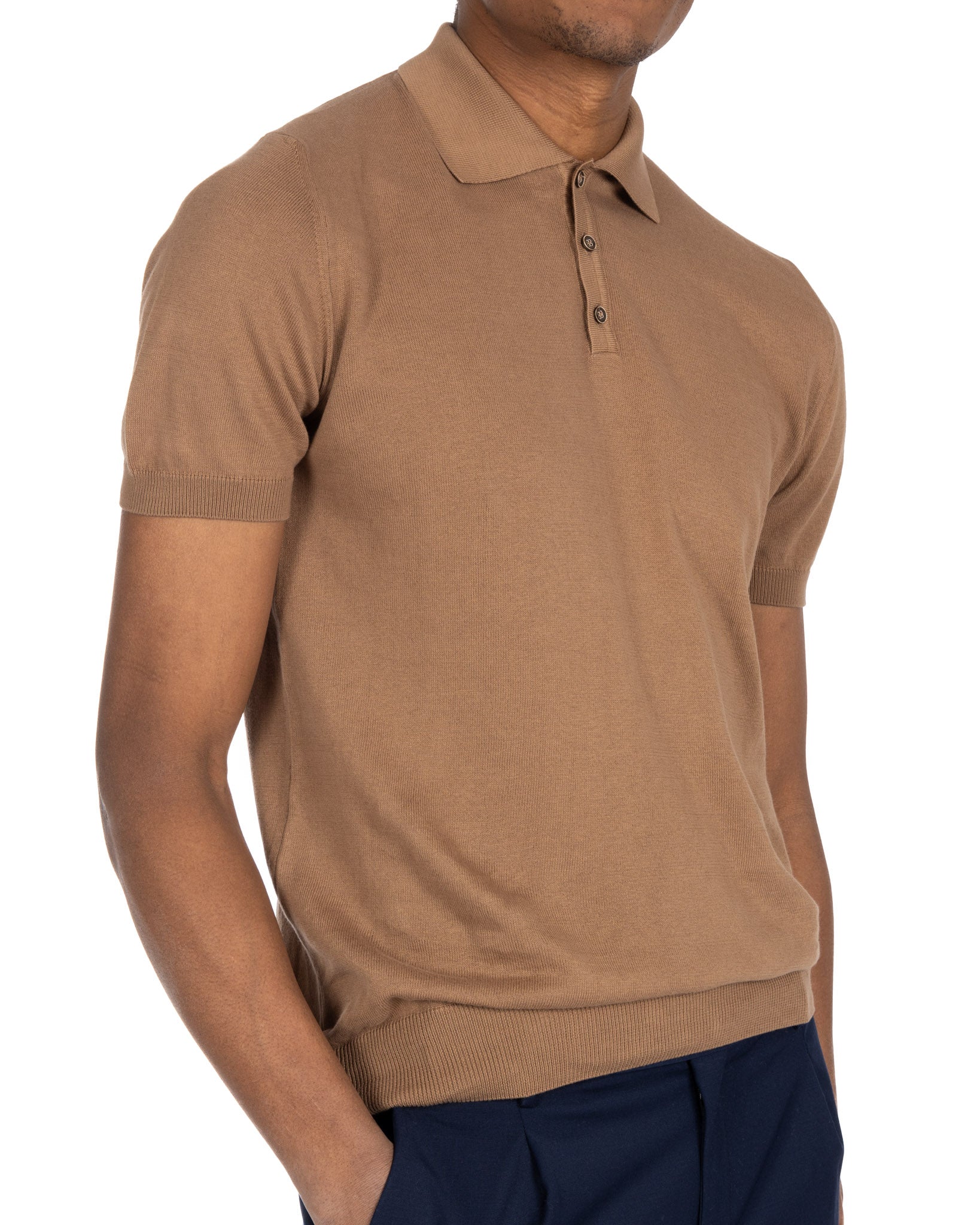 Roger - polo en maille camel