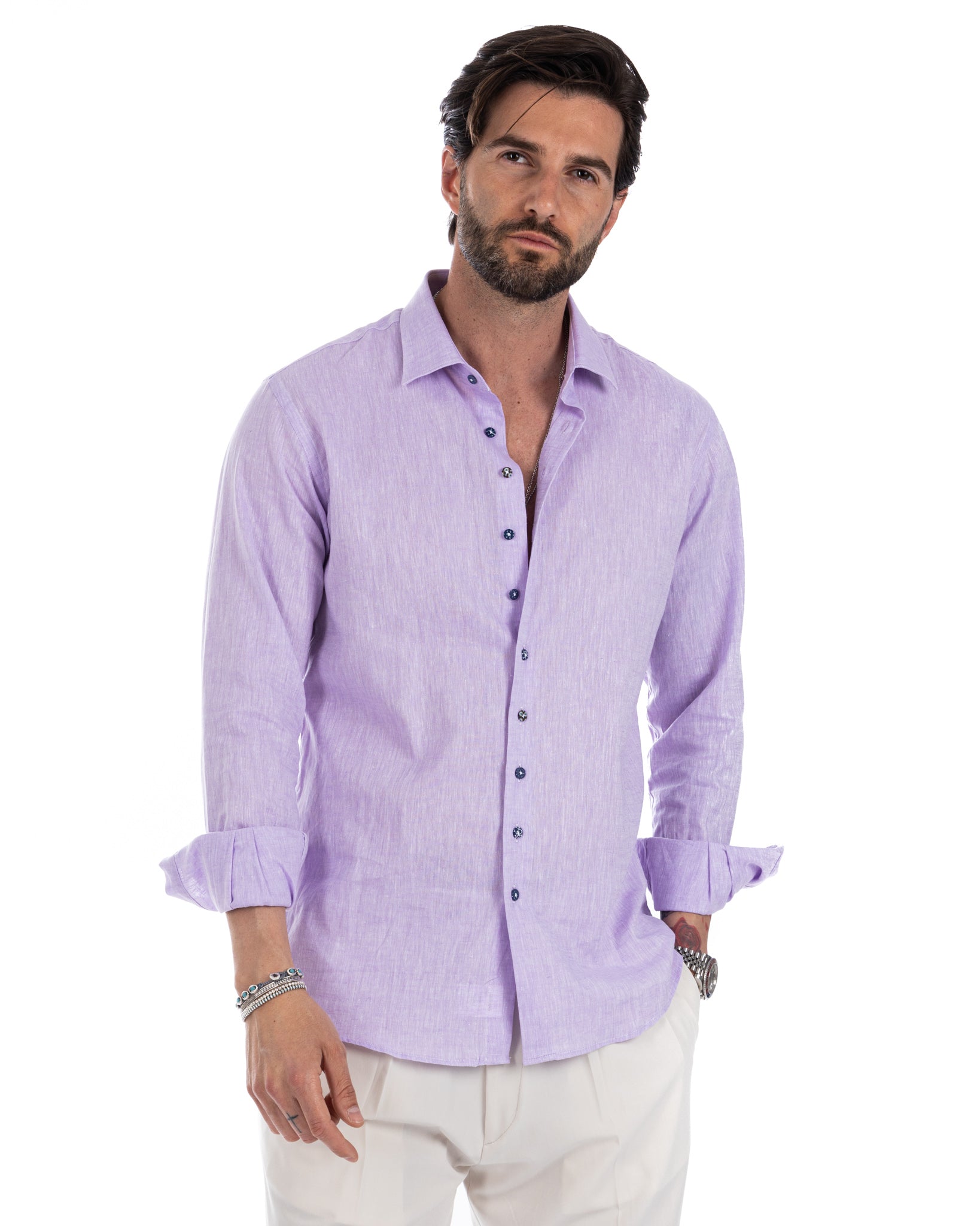 Praiano - lilac linen French shirt